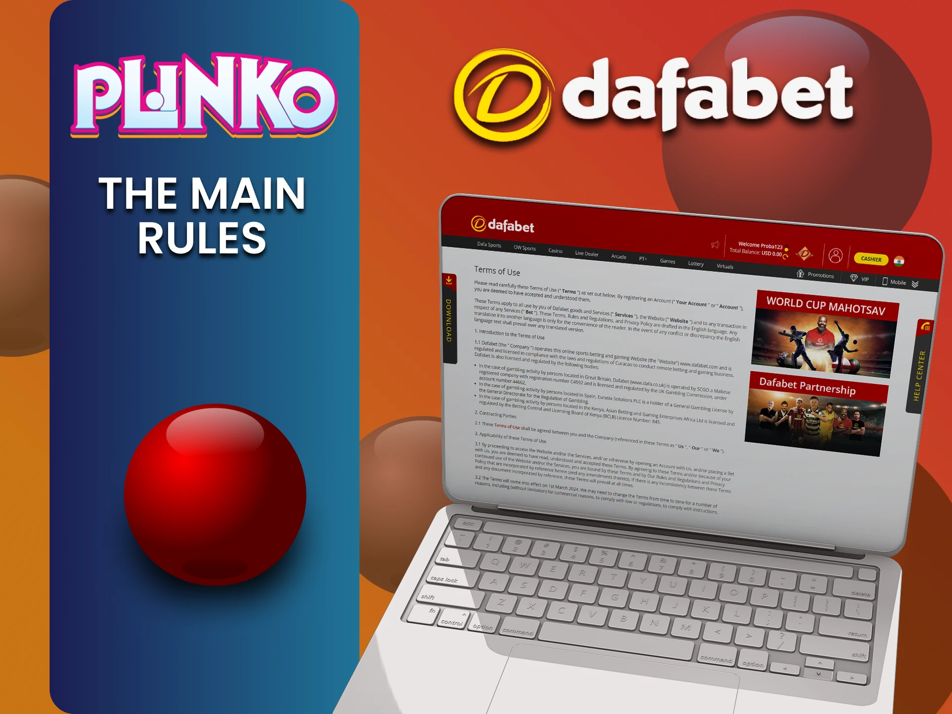 Learn the rules for using the Dafabet website for the game Plinko.