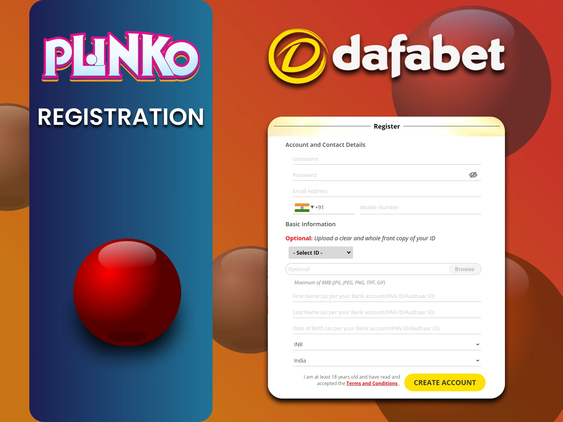 Register on Dafabet to play Plinko.