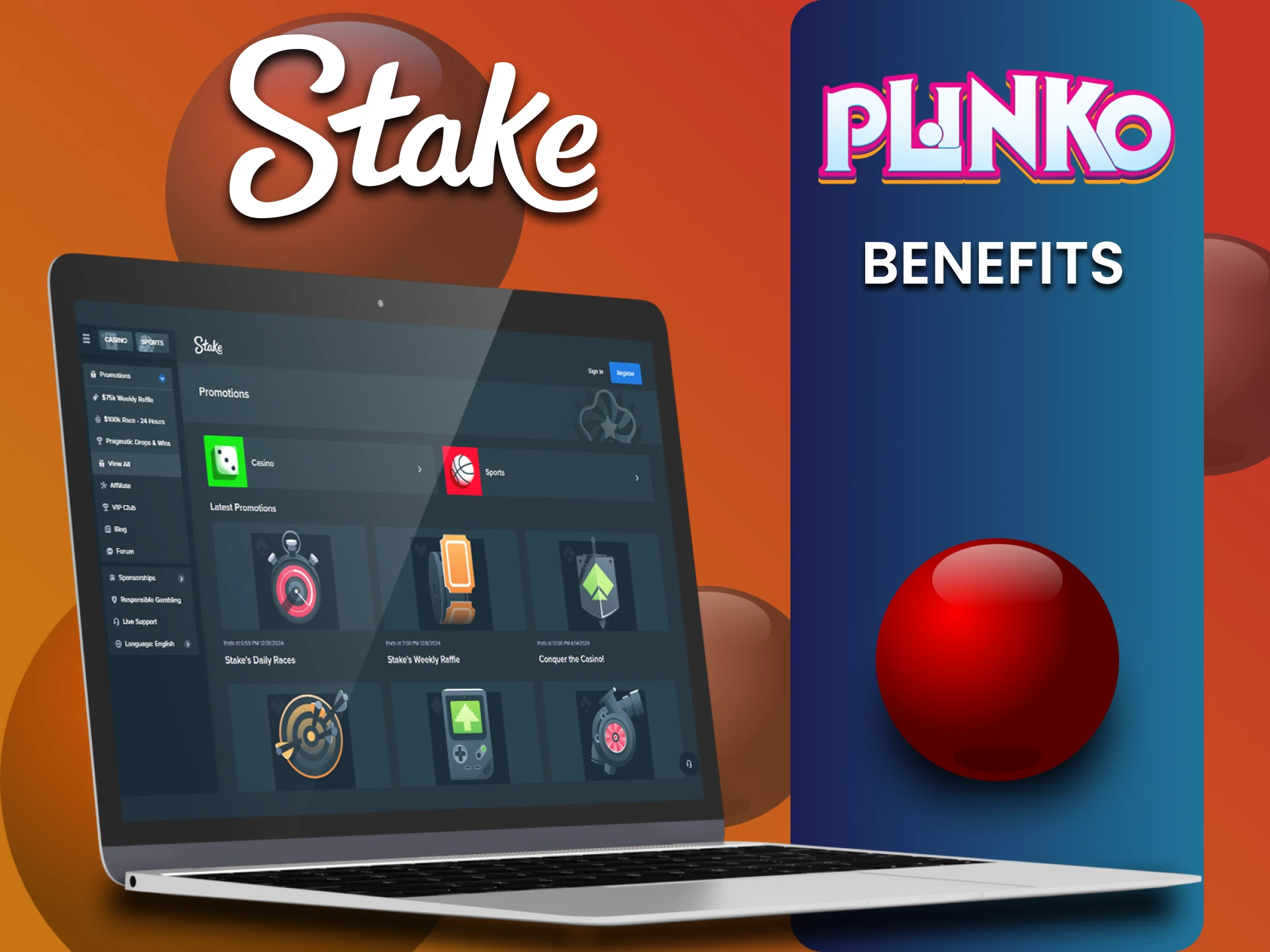 Stake has many benefits for Plinko players.