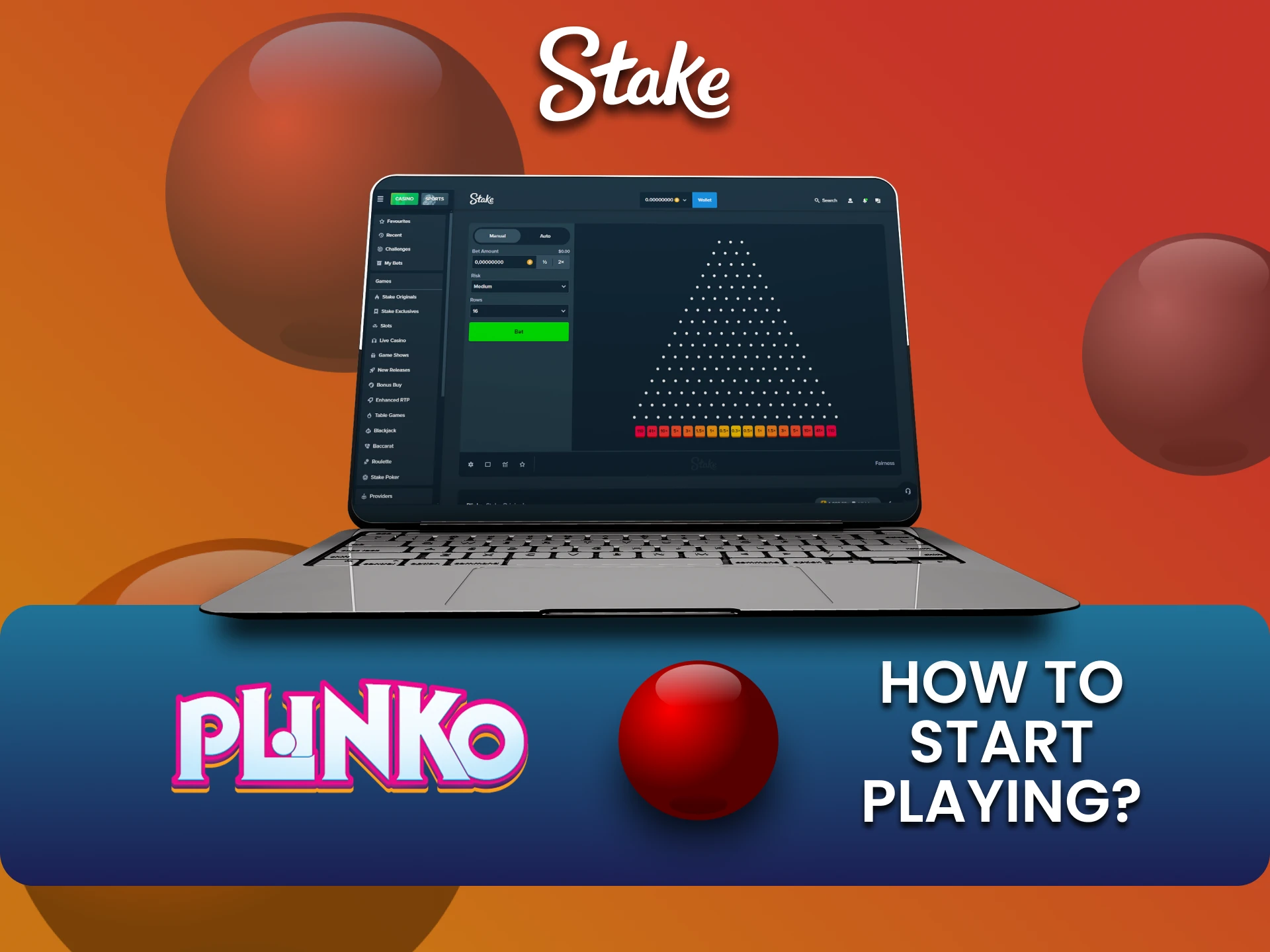 Go to the casino section to play Plinko on Stake.