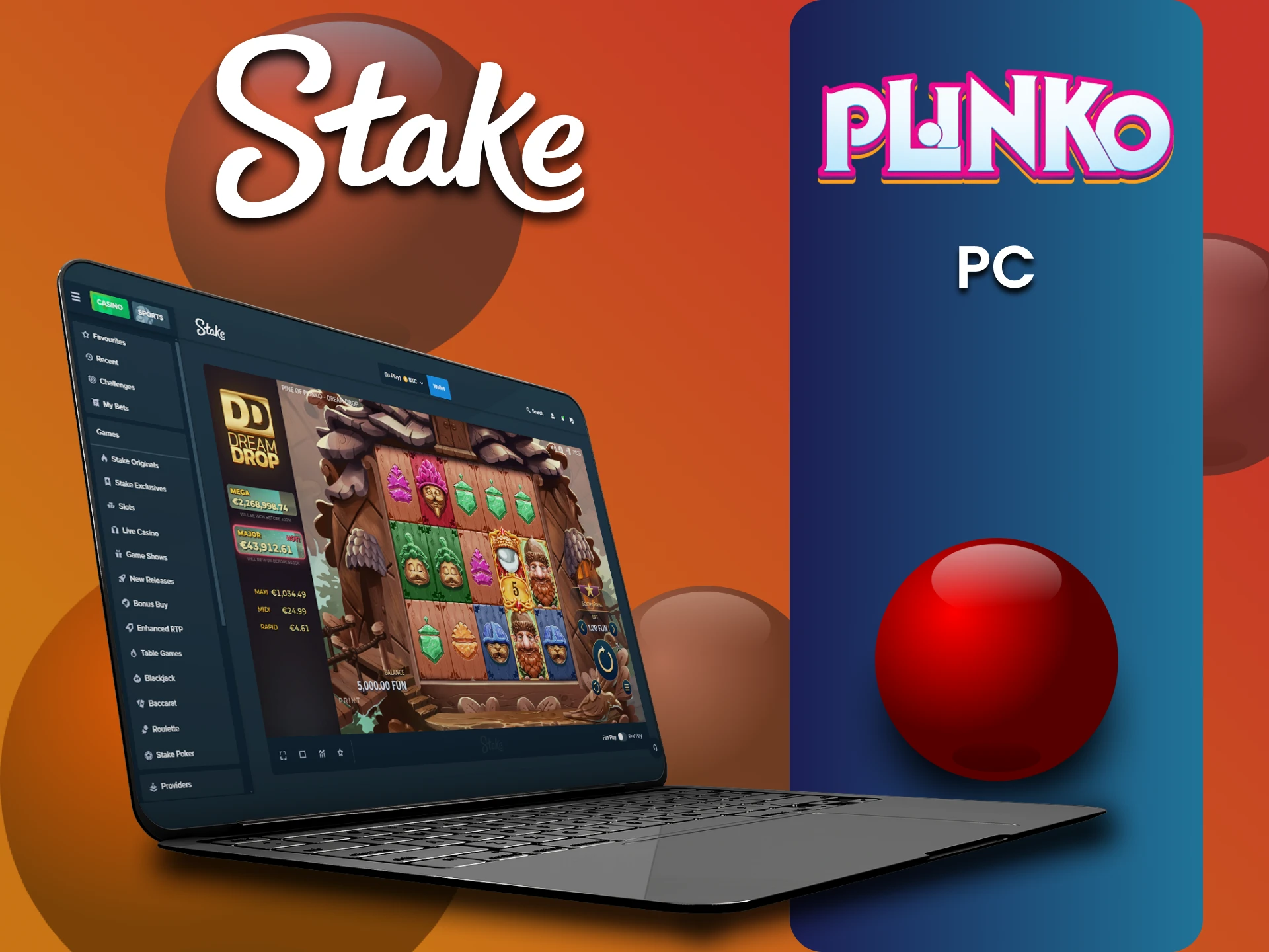 You can play Plinko on the Stake website.