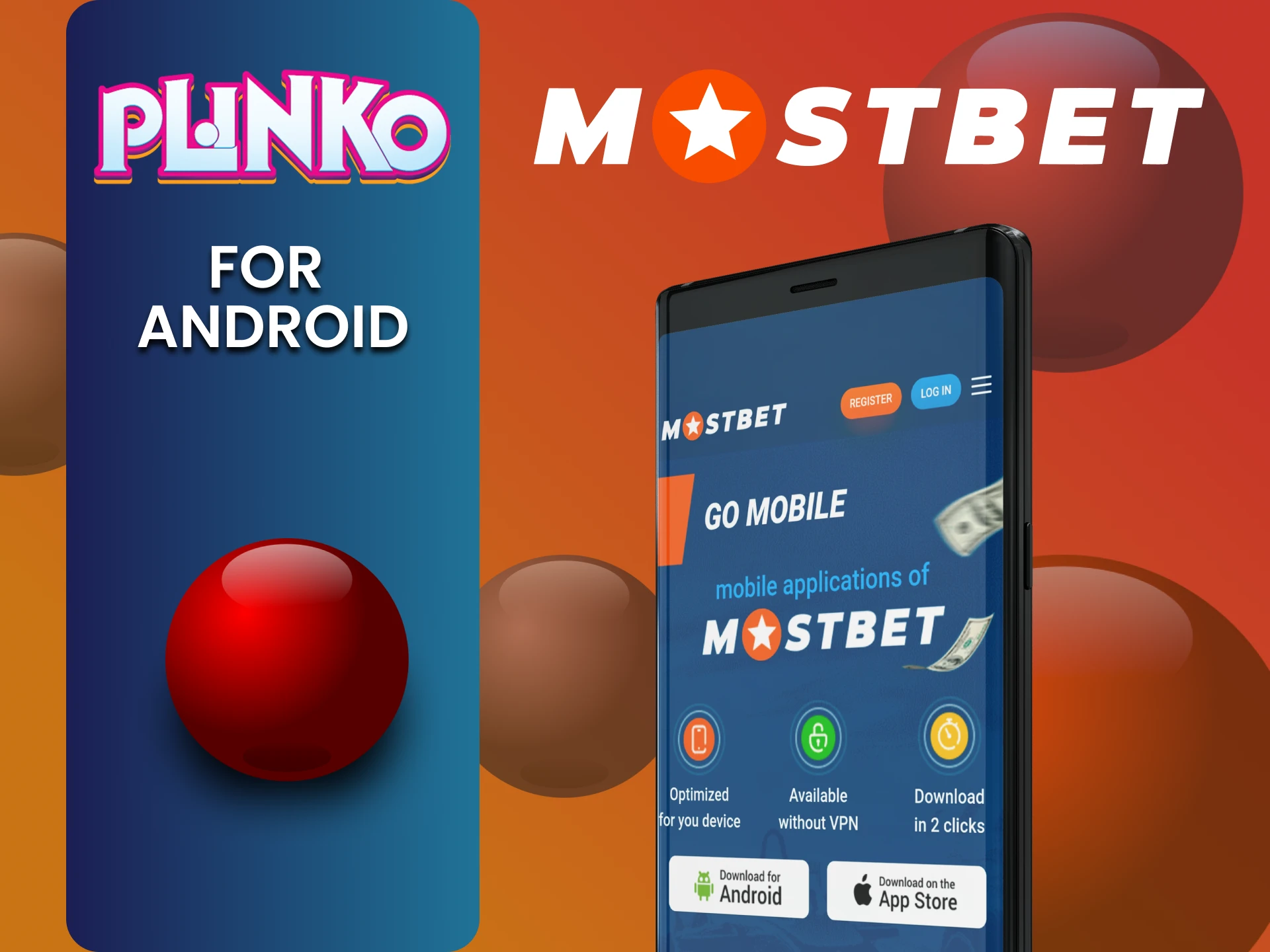 Download the Mostbet app on Android to play Plinko.