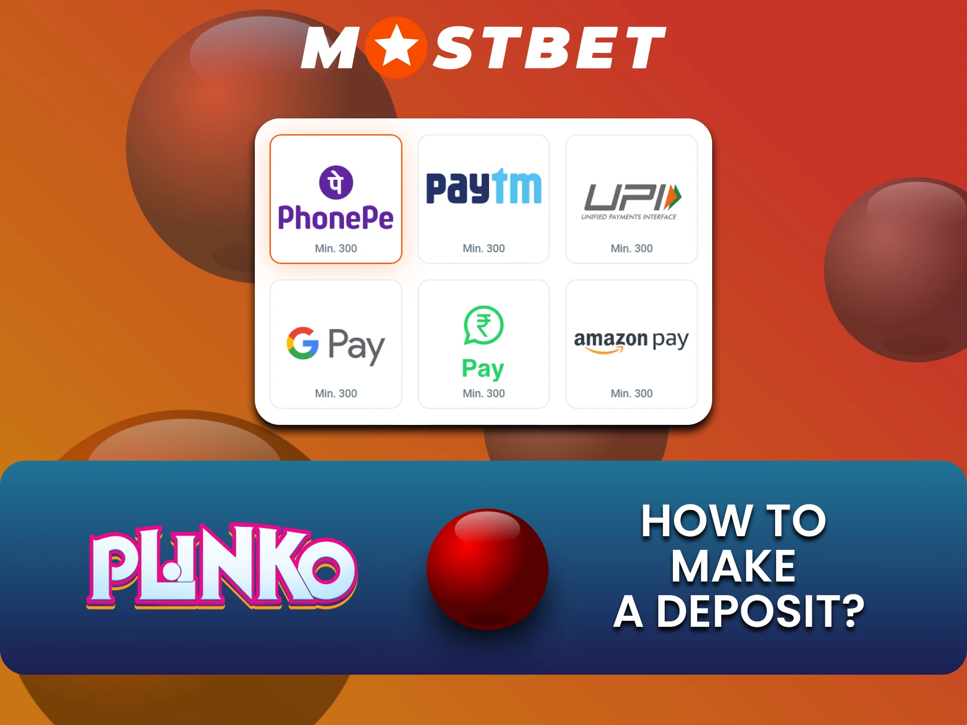 Choose your methods of replenishing funds for the Plinko game from Mostbet.