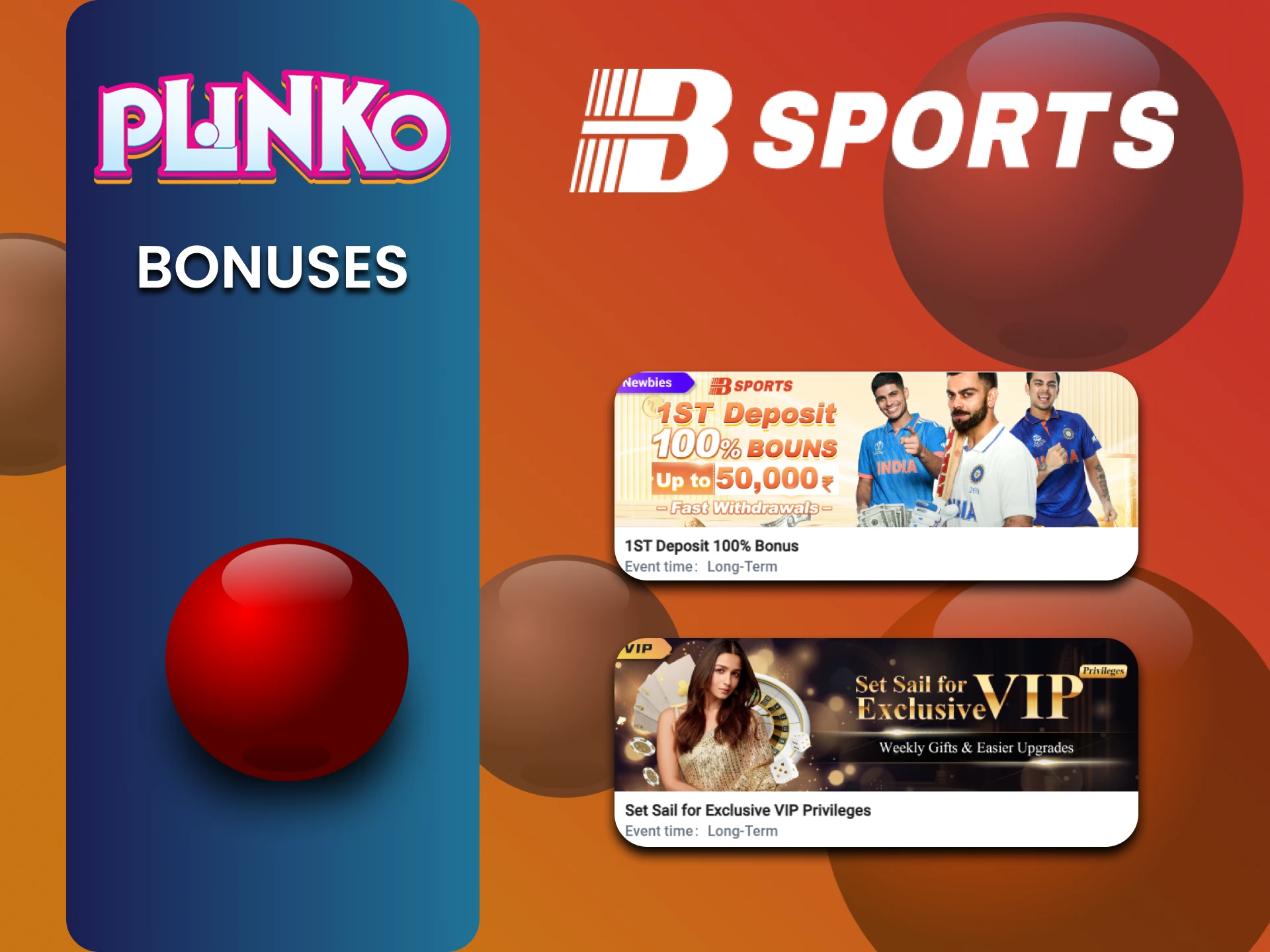 Bsports gives bonuses to Plinko players.