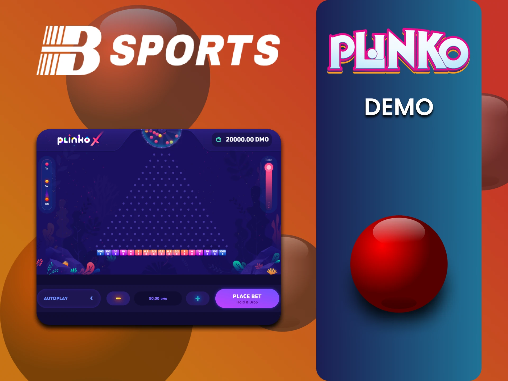 Practice with the demo version of the Plinko game on Bsports.