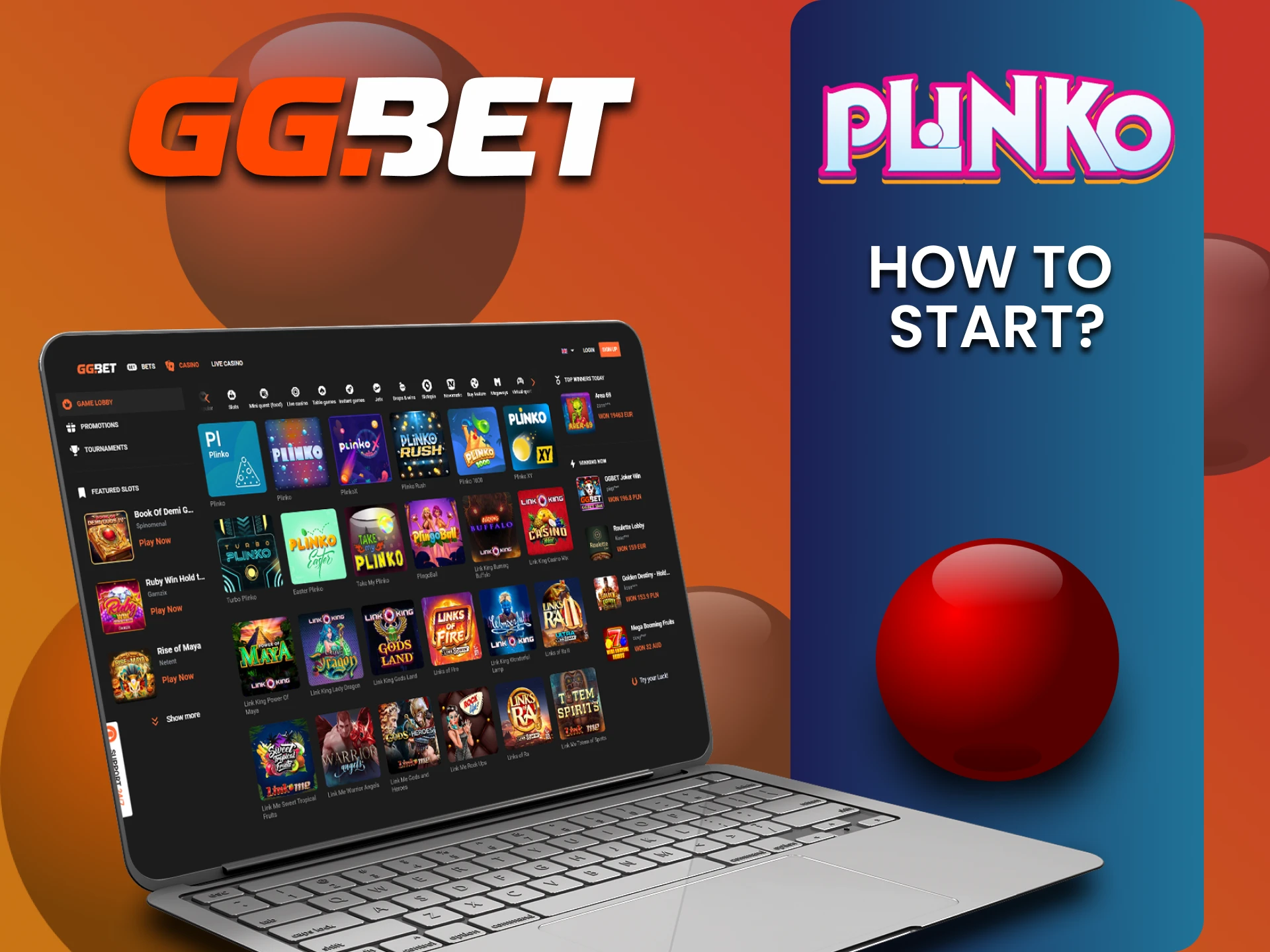 Go to the GGbet casino section to play Plinko.