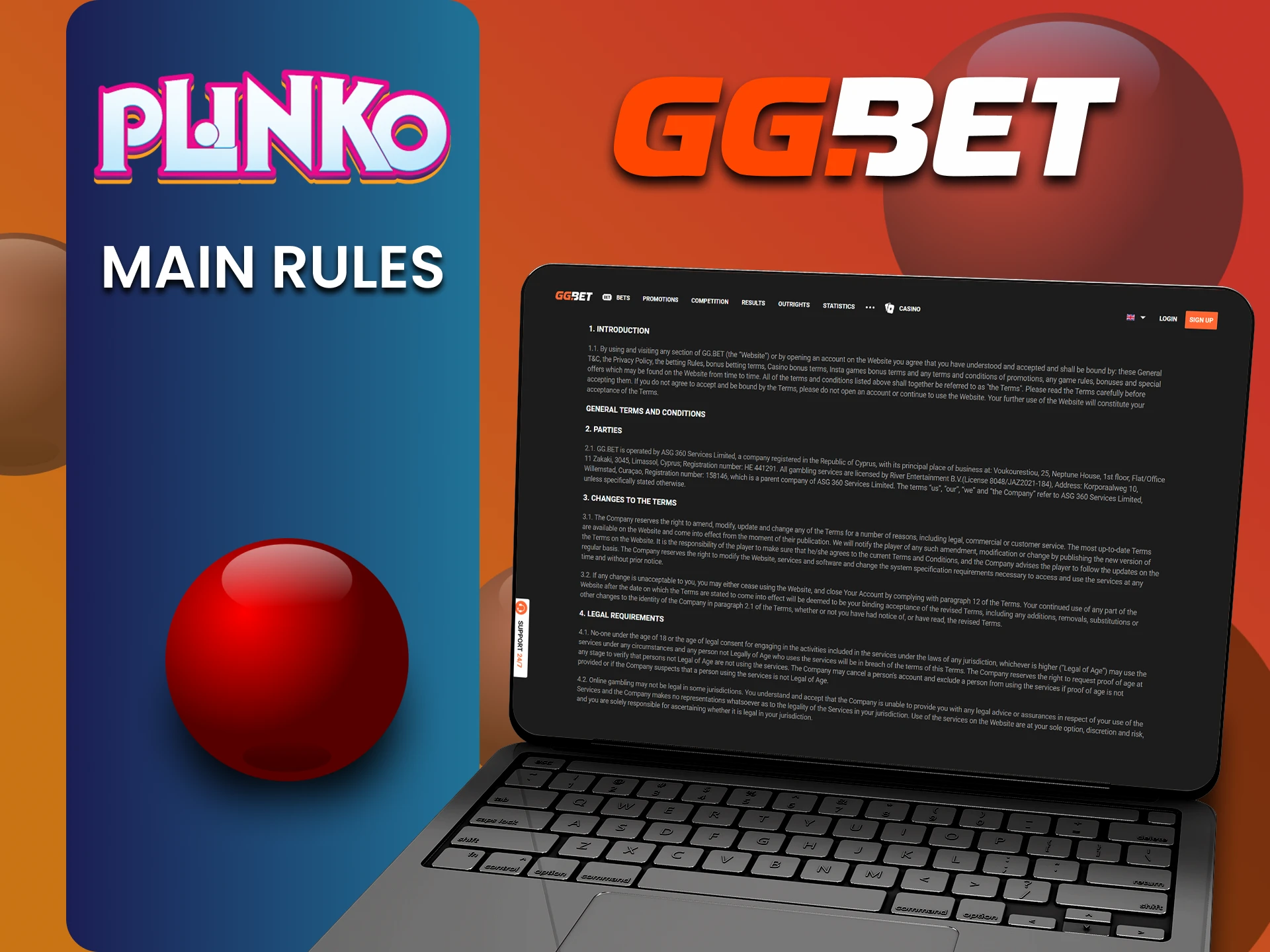 Study the rules of the GGbet service for playing Plinko.