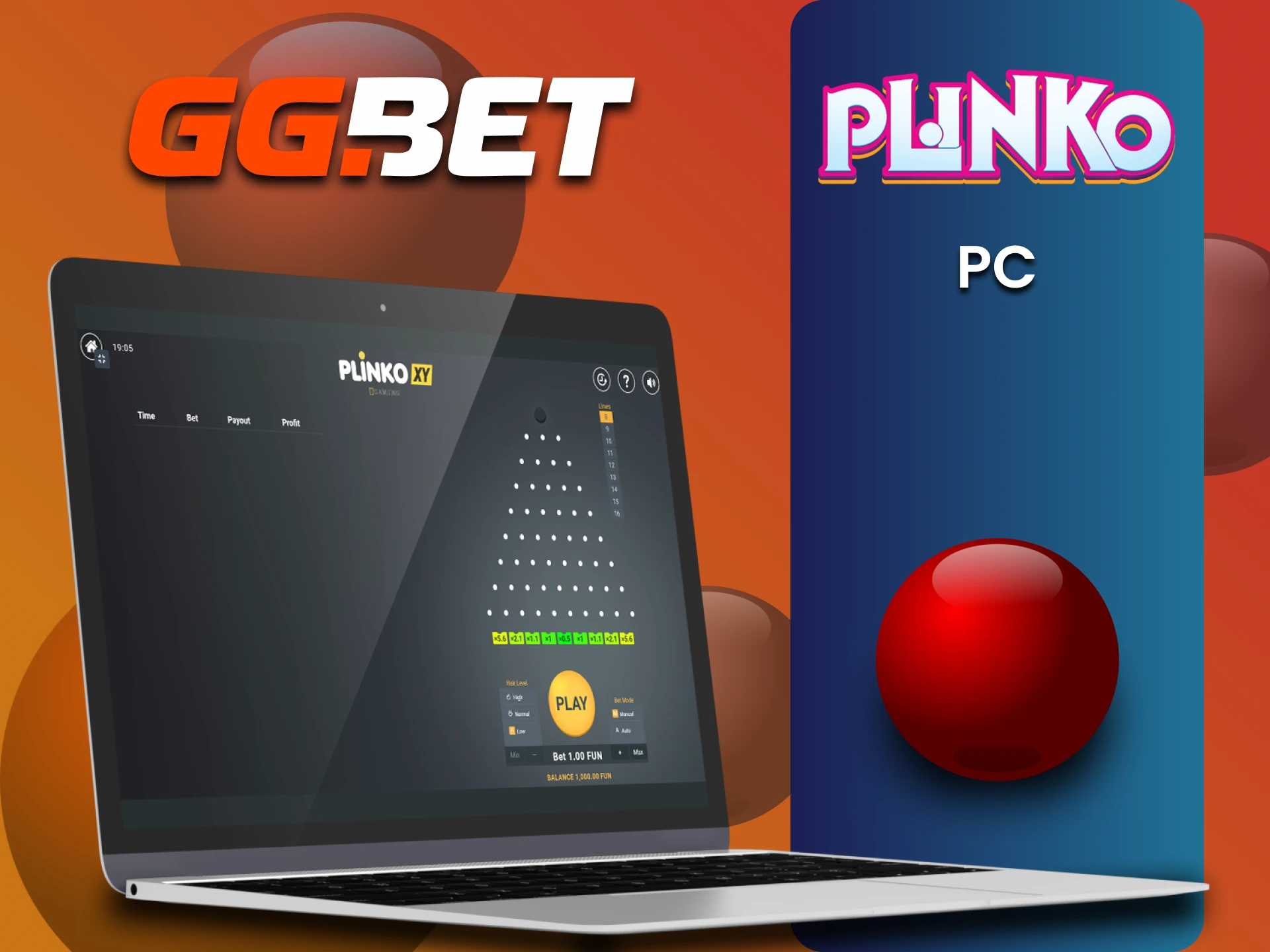 Play Plinko on GGbet in the PC version.