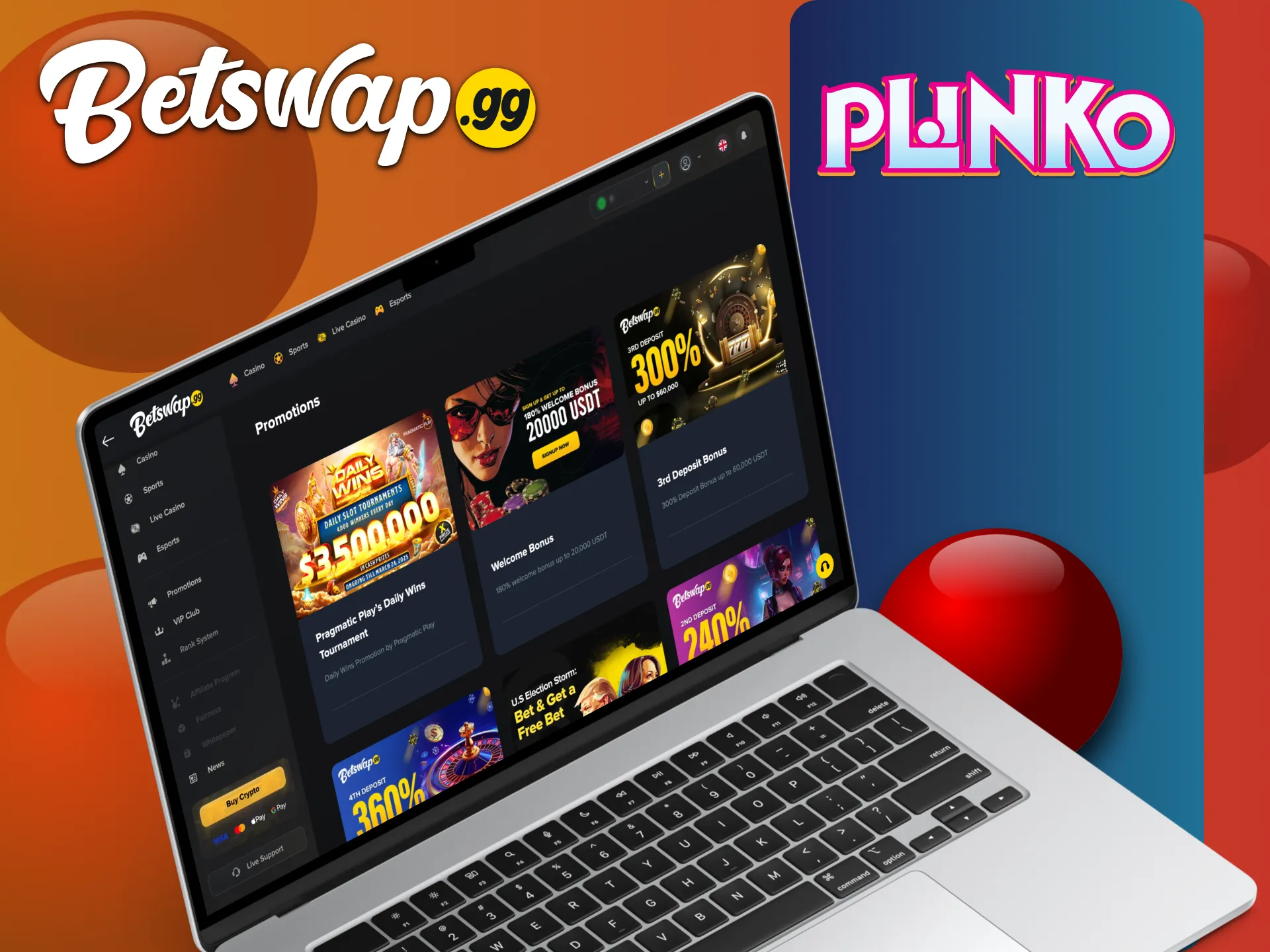 Betswap offers promotions for Plinko gaming.