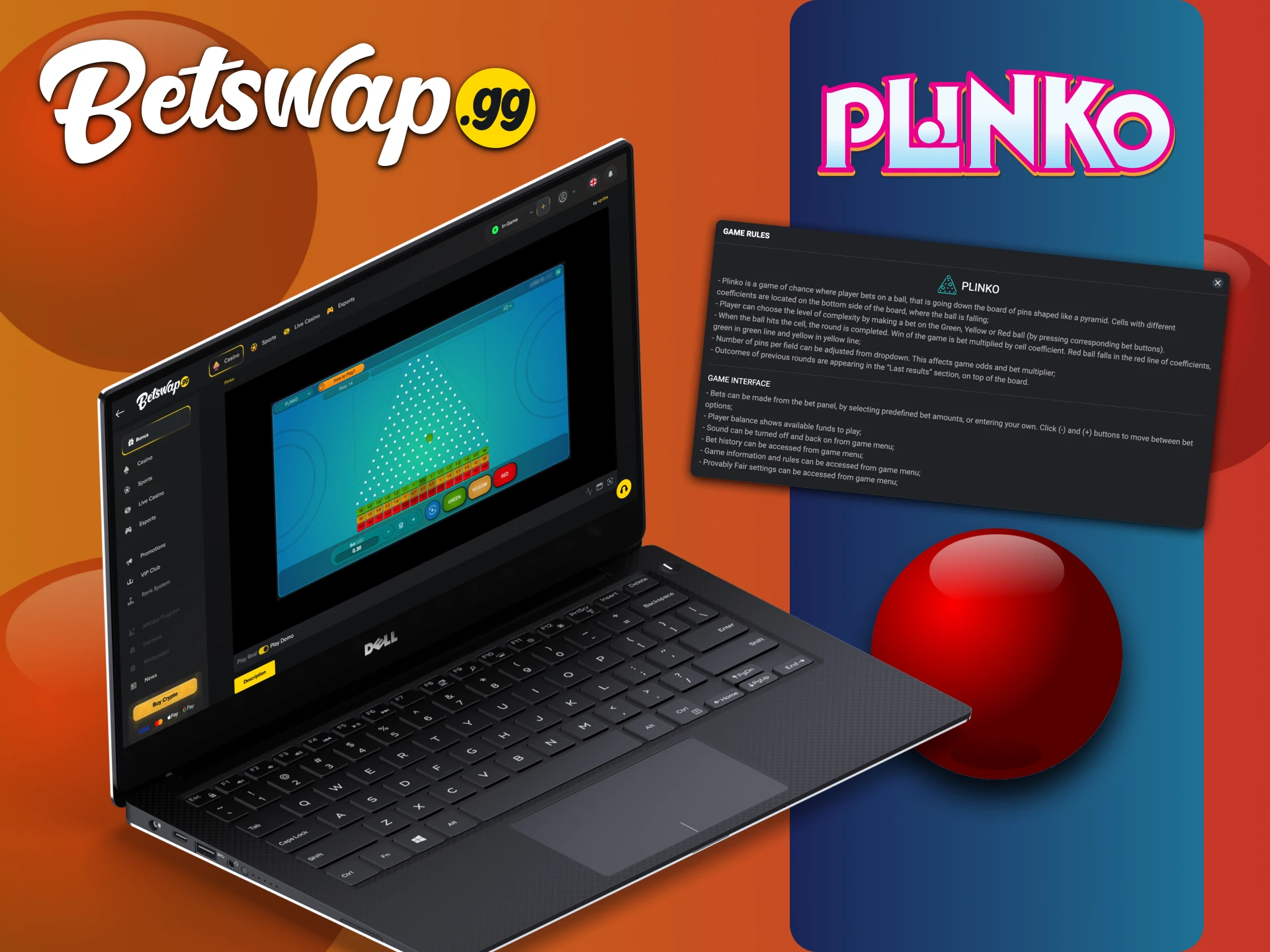 Learn Plinko game rules at Betswap platform.