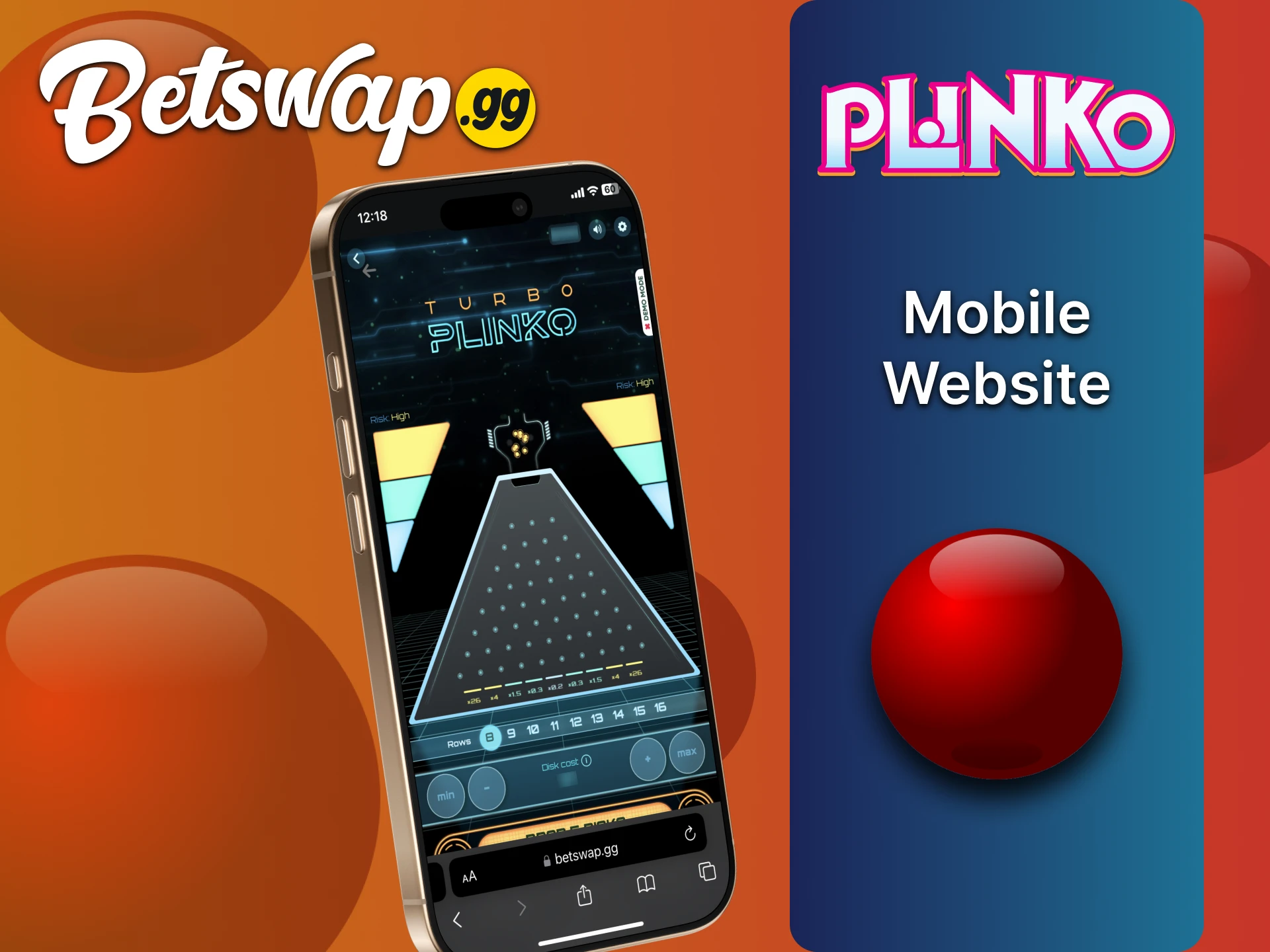 Use the mobile version of the Betswap website to play Plinko.