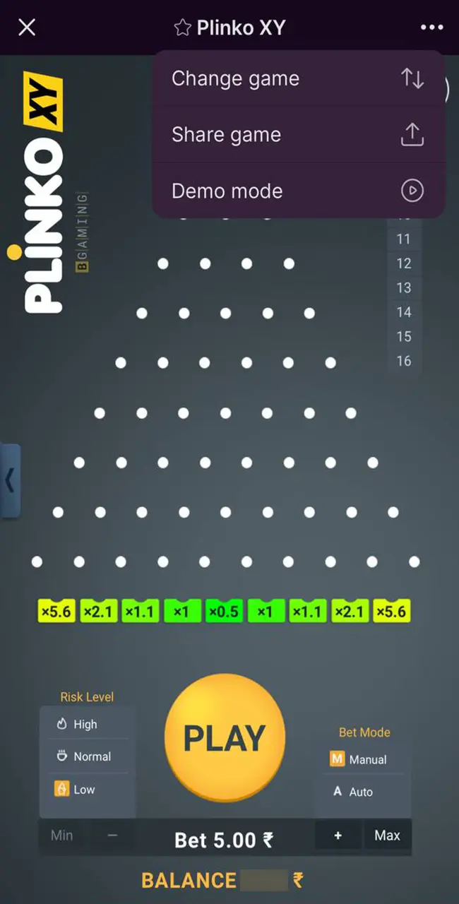 Launch the Plinko game from Batery casino and choose the demo mode to gain experience and gain confidence.