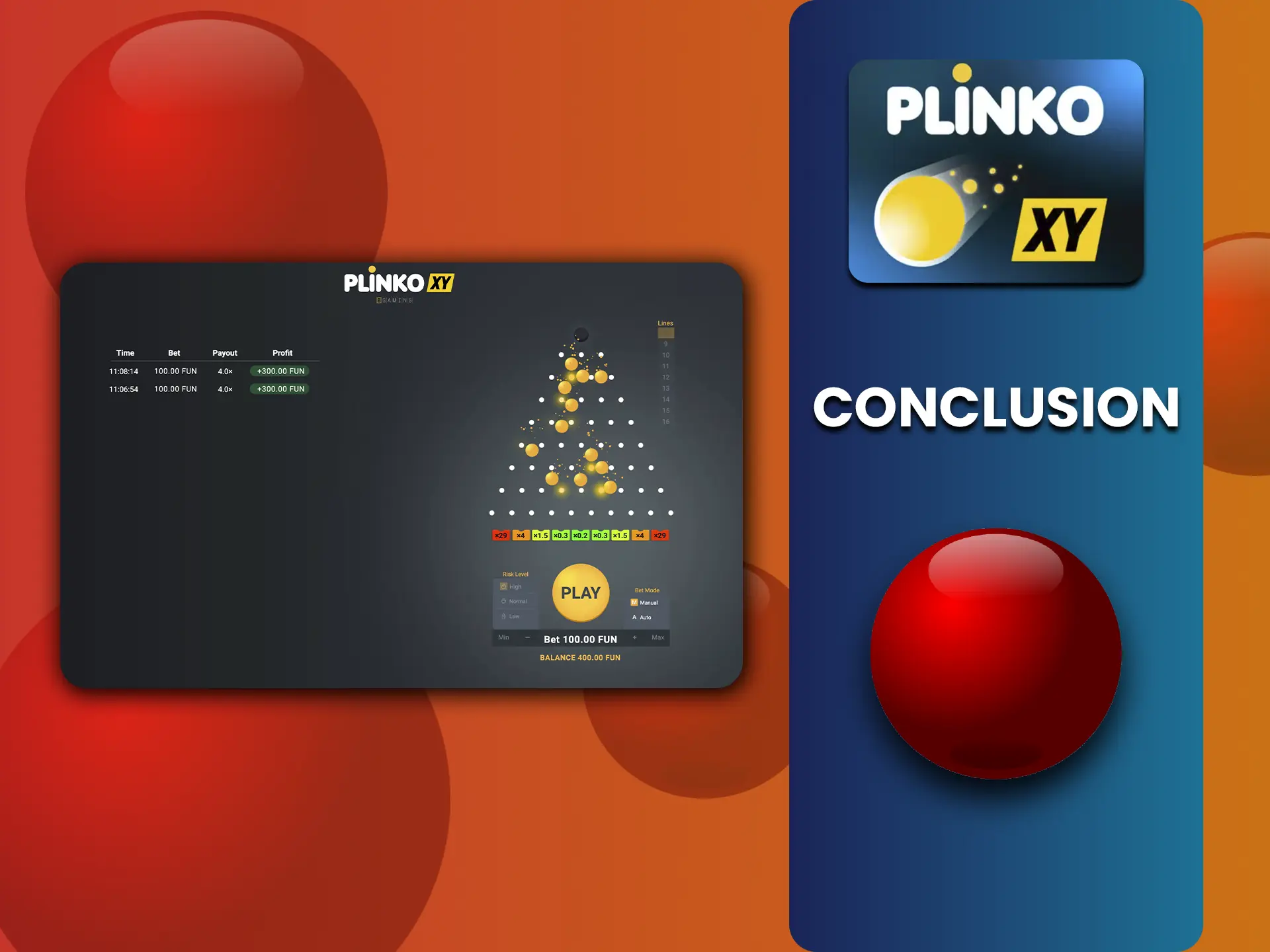 Enjoy superior quality and the highest possible winnings when playing Plinko XY.