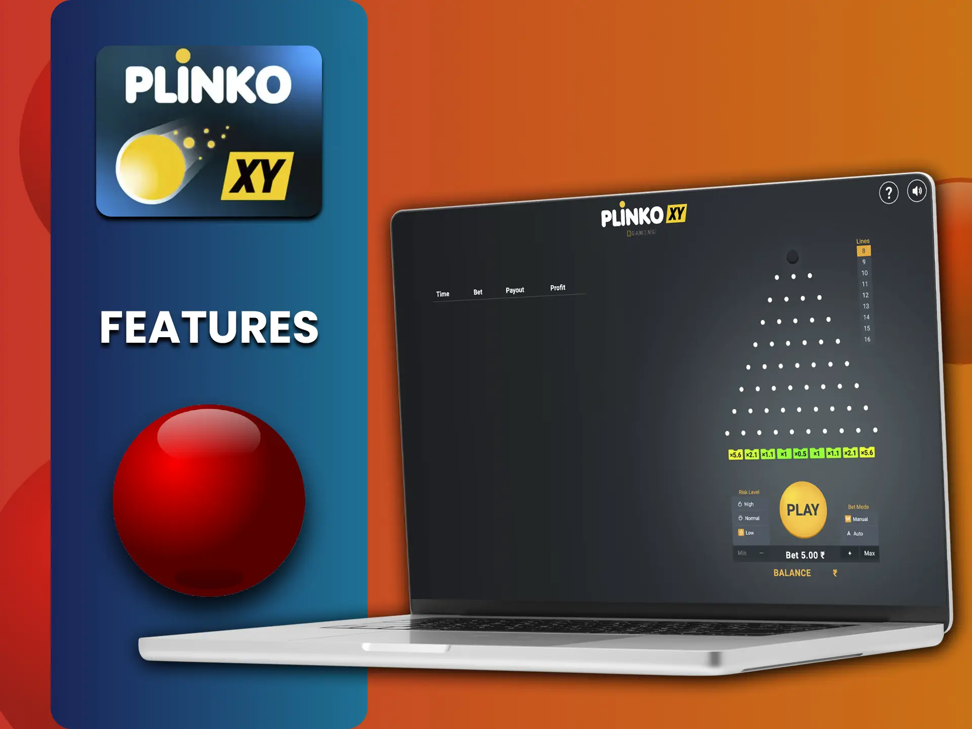 Learn about the main features of the Plinko XY game.