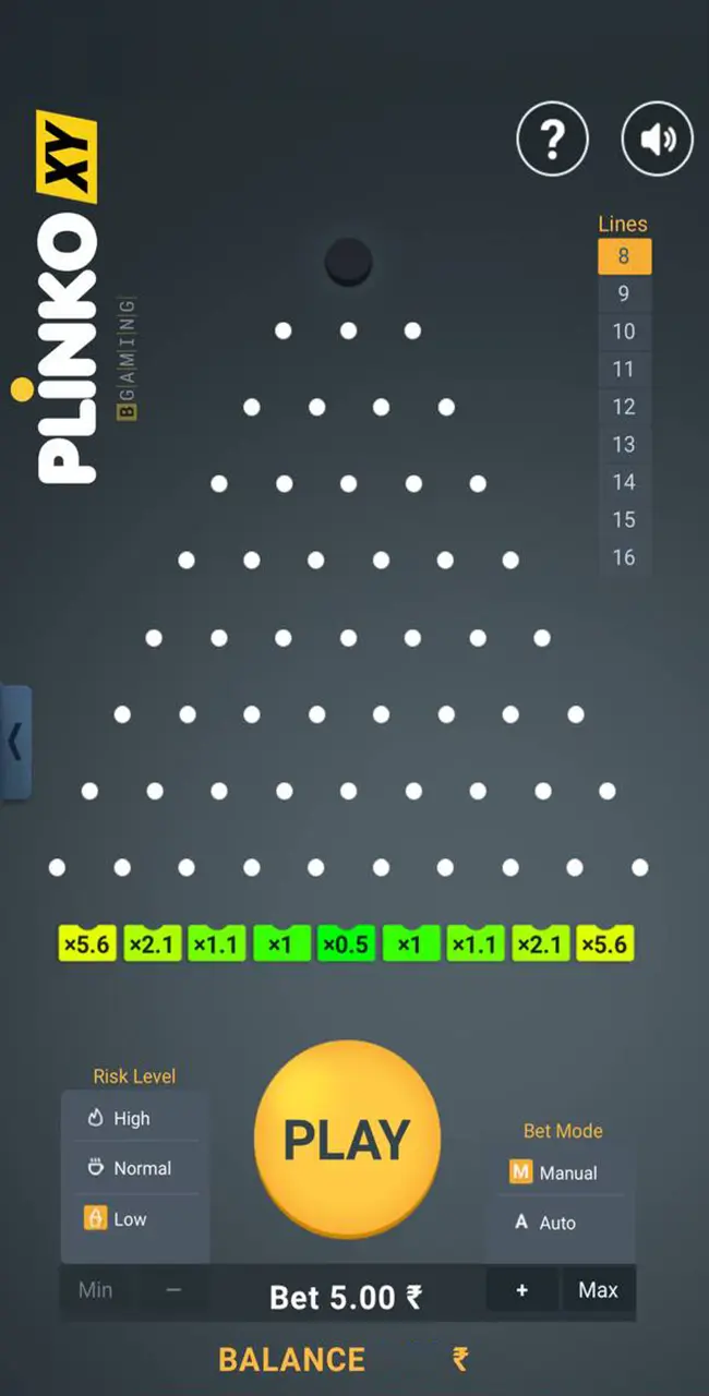 Plinko XY real money game mode.