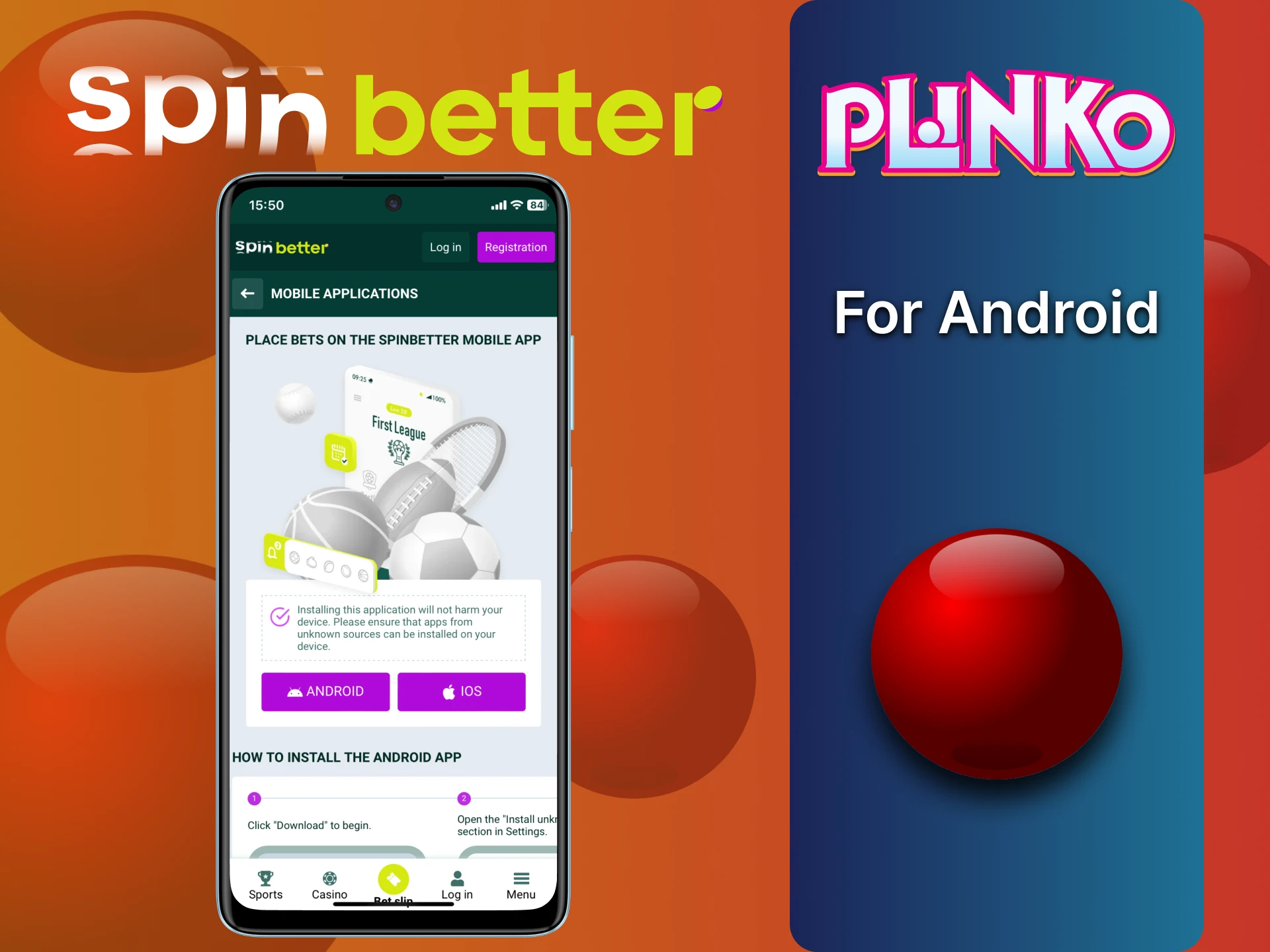 Download SpinBetter Plinko game on Android.