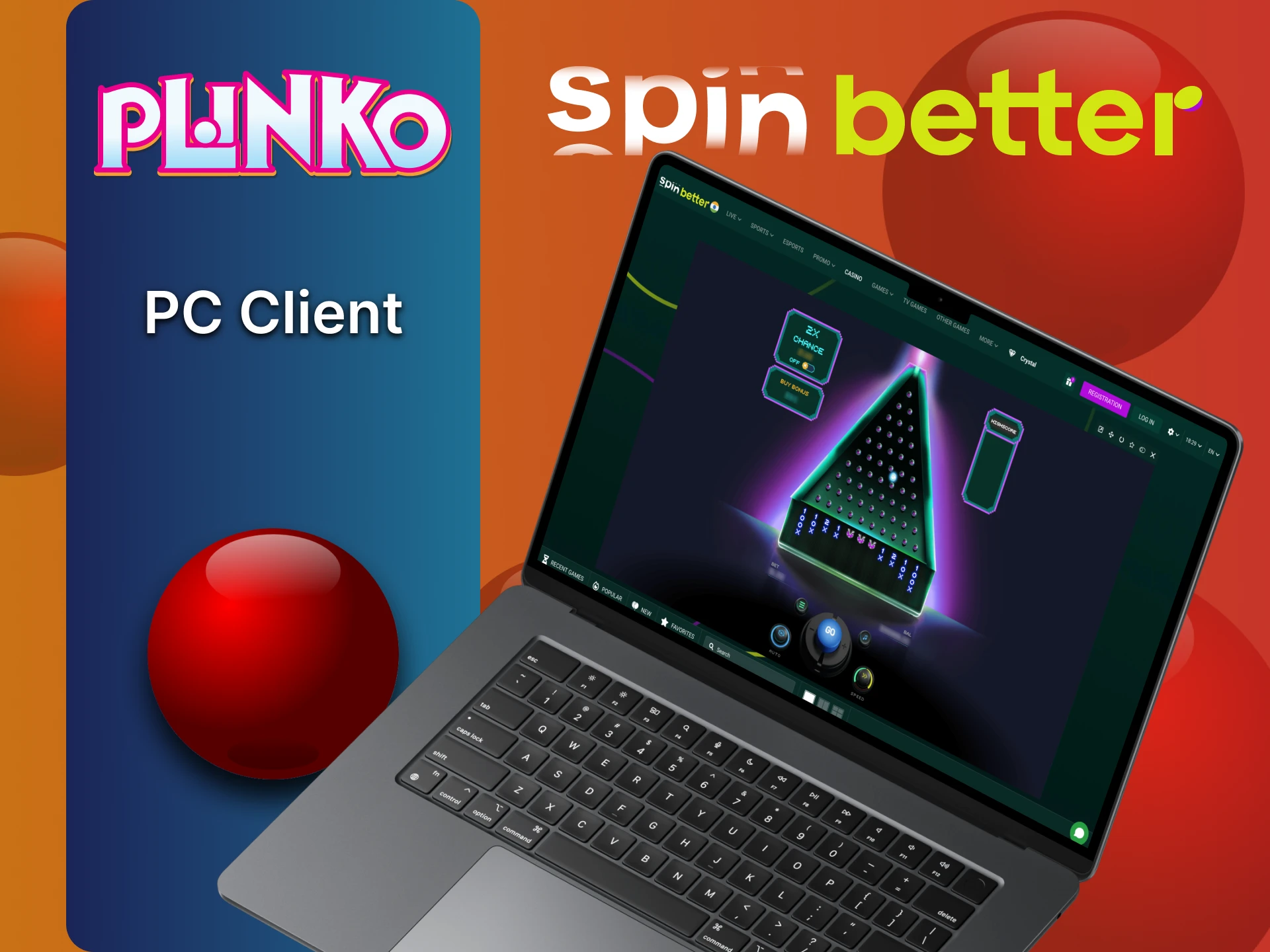 SpinBetter functional website offers clear navigation on Plinko game.