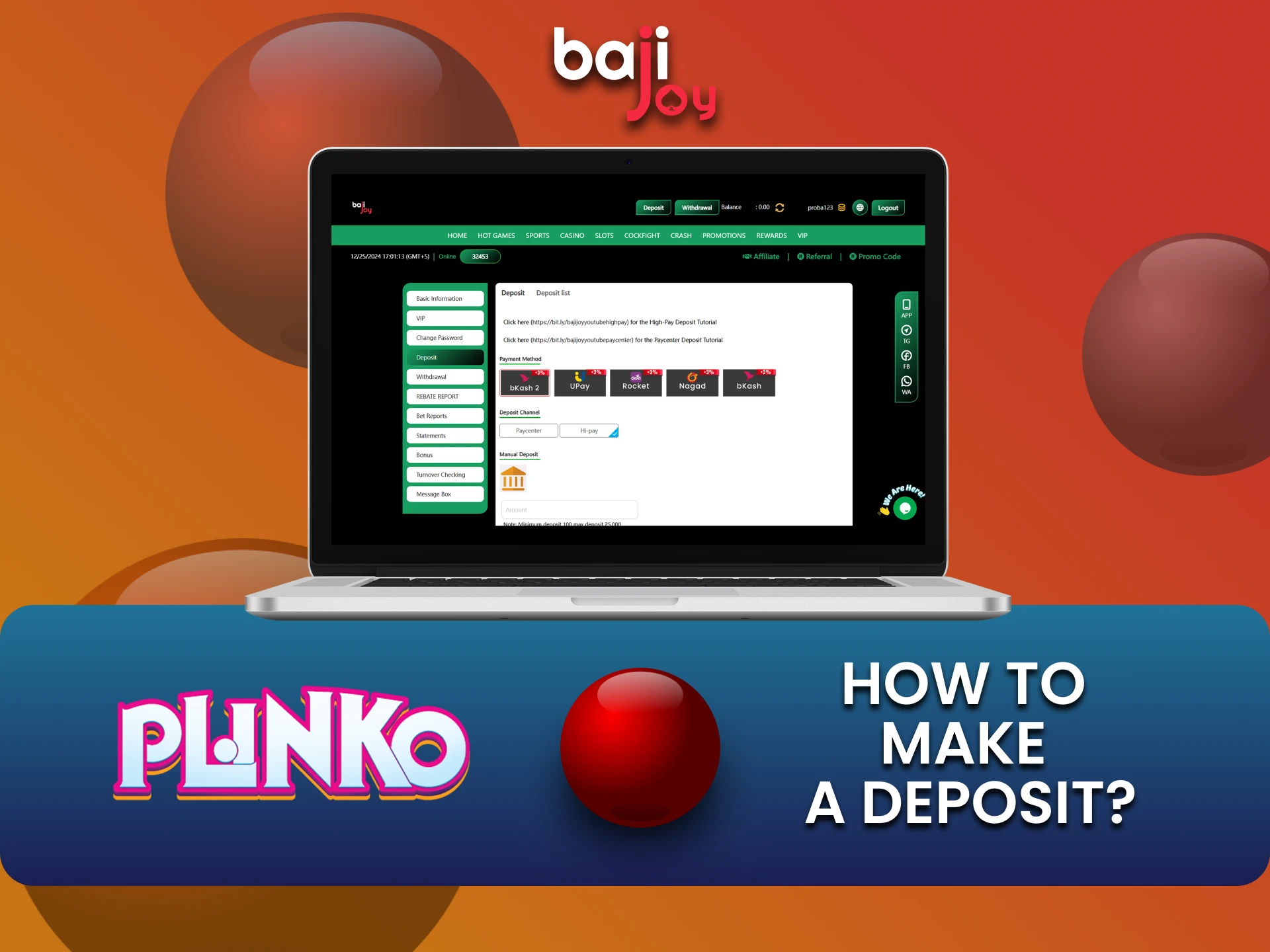 Choose a convenient way to top up funds for Plinko on Bajijoy.