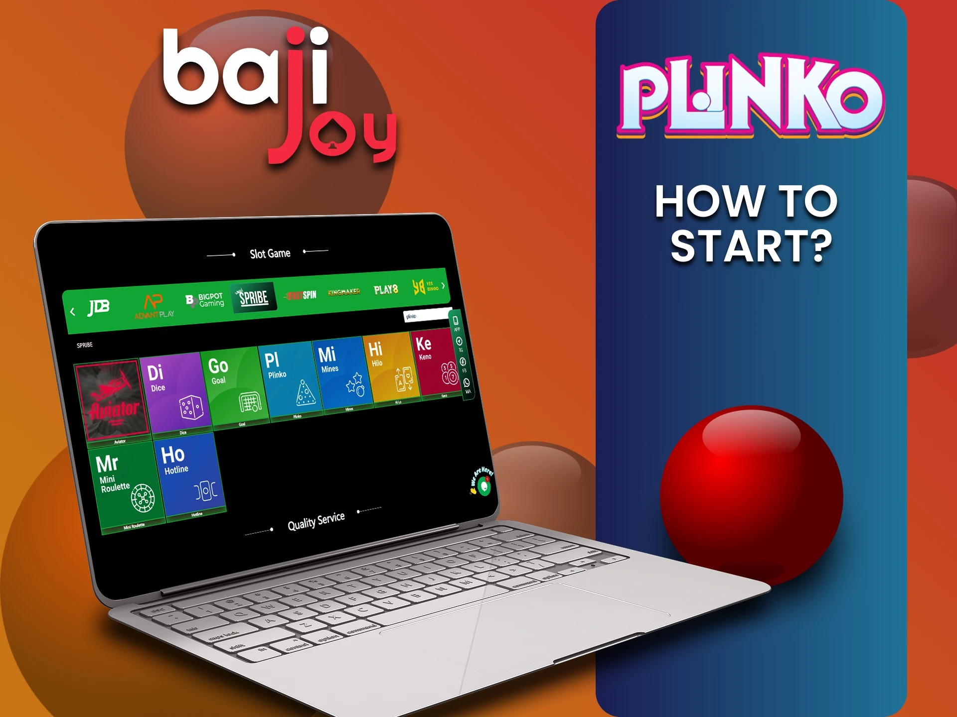 Go to the casino section to play Plinko on Bajijoy.