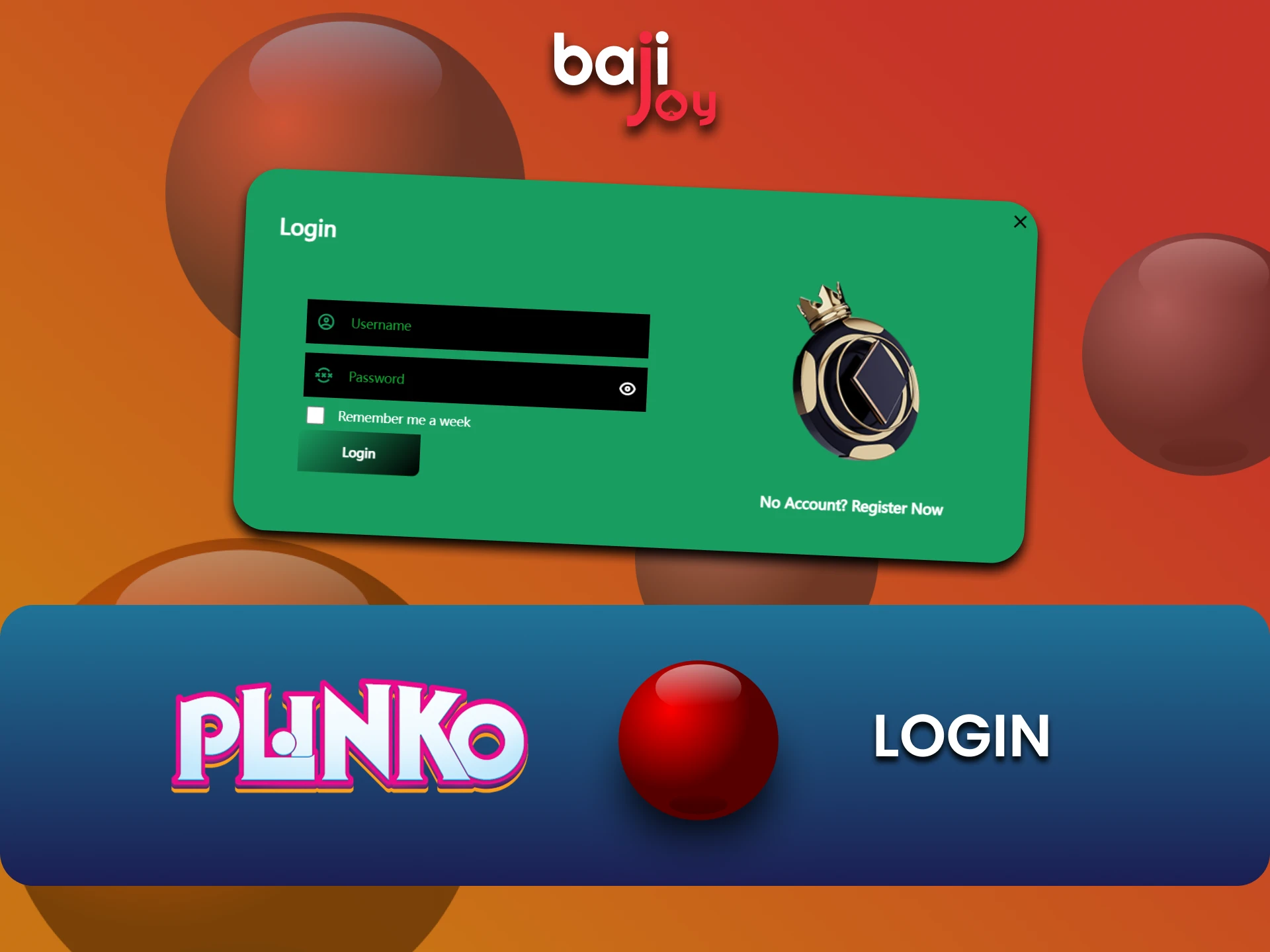 Login to your personal account on the Bajijoy website to play Plinko.