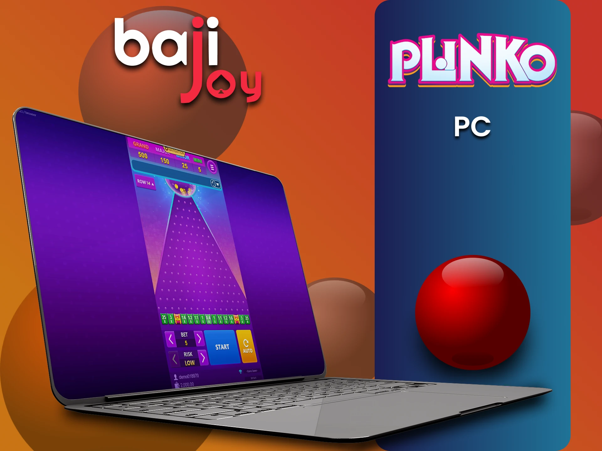 You can play Plinko on the Bajijoy website on PC.