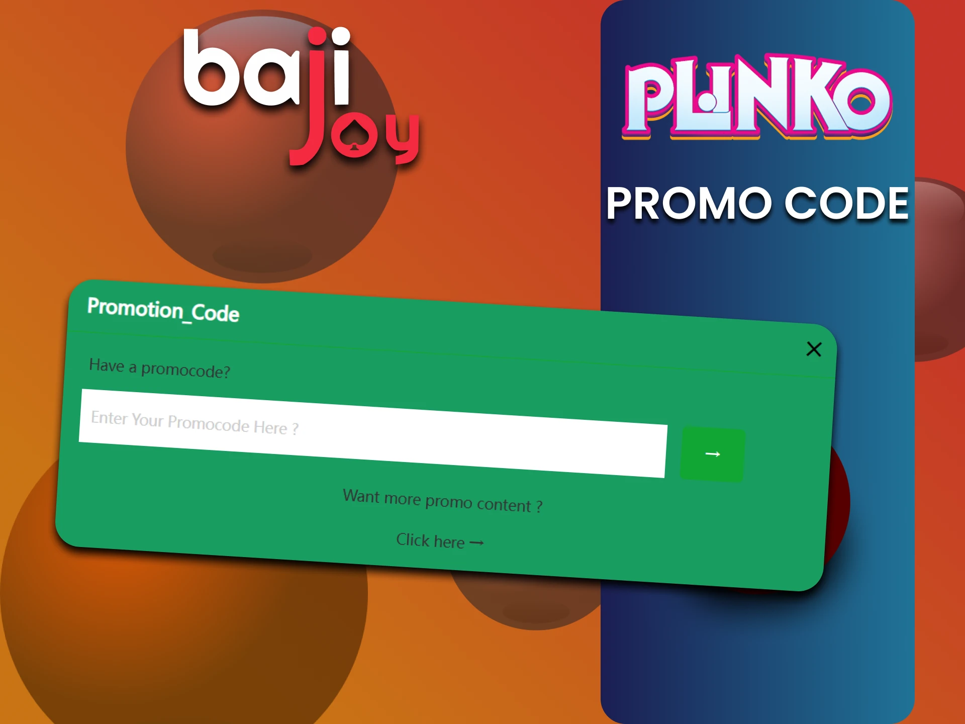 Use promo code for Plinko from Bajijoy.