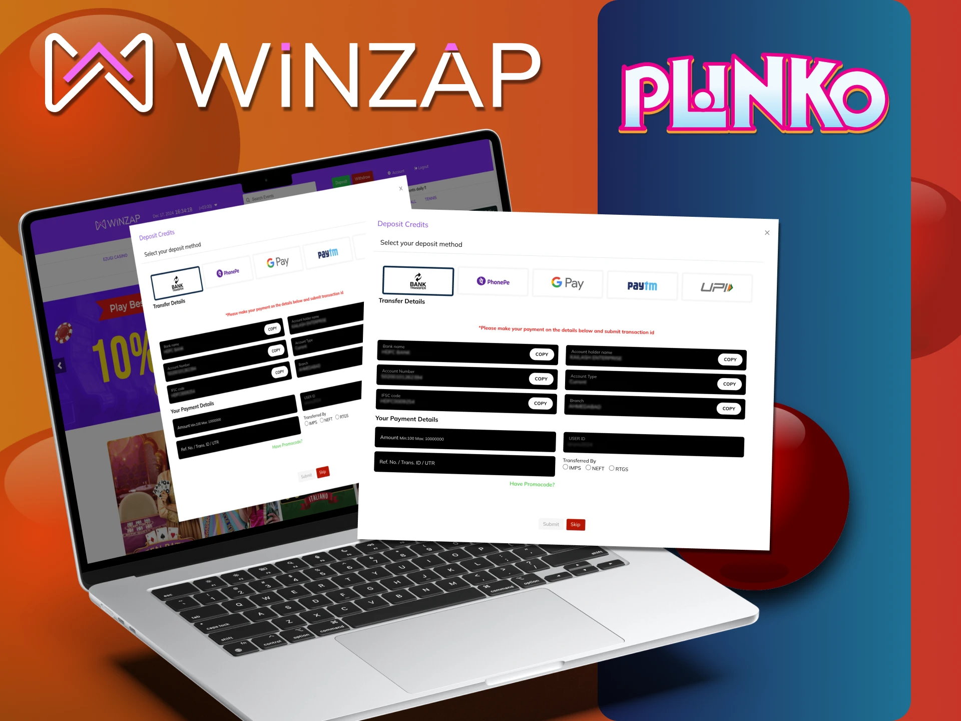 Make a deposit at Winzap to start playing Plinko.