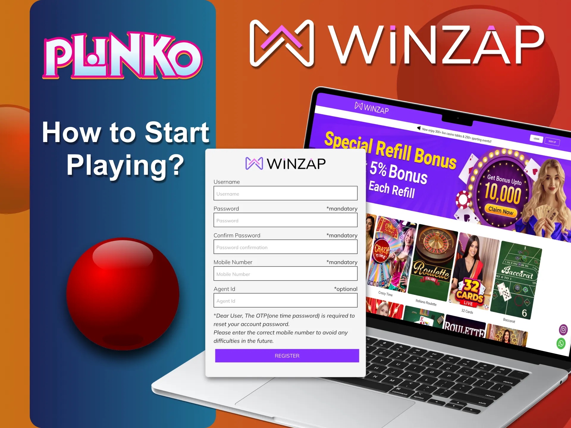 To start playing Plinko on Winzap follow a few steps.