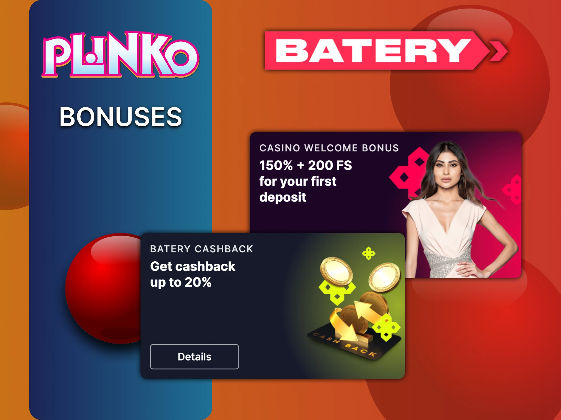 Play Plinko on Batery and get a welcome bonus.