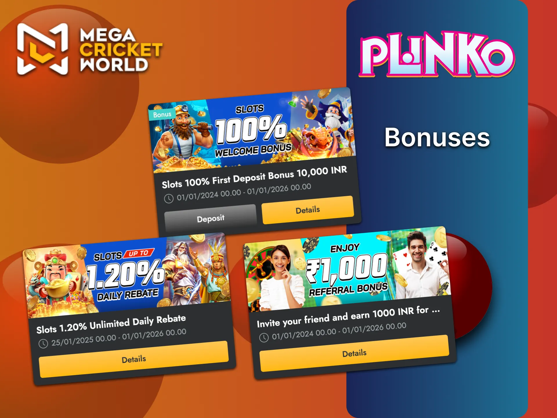 Take advantage of MegaCricketWorld Plinko bonuses.