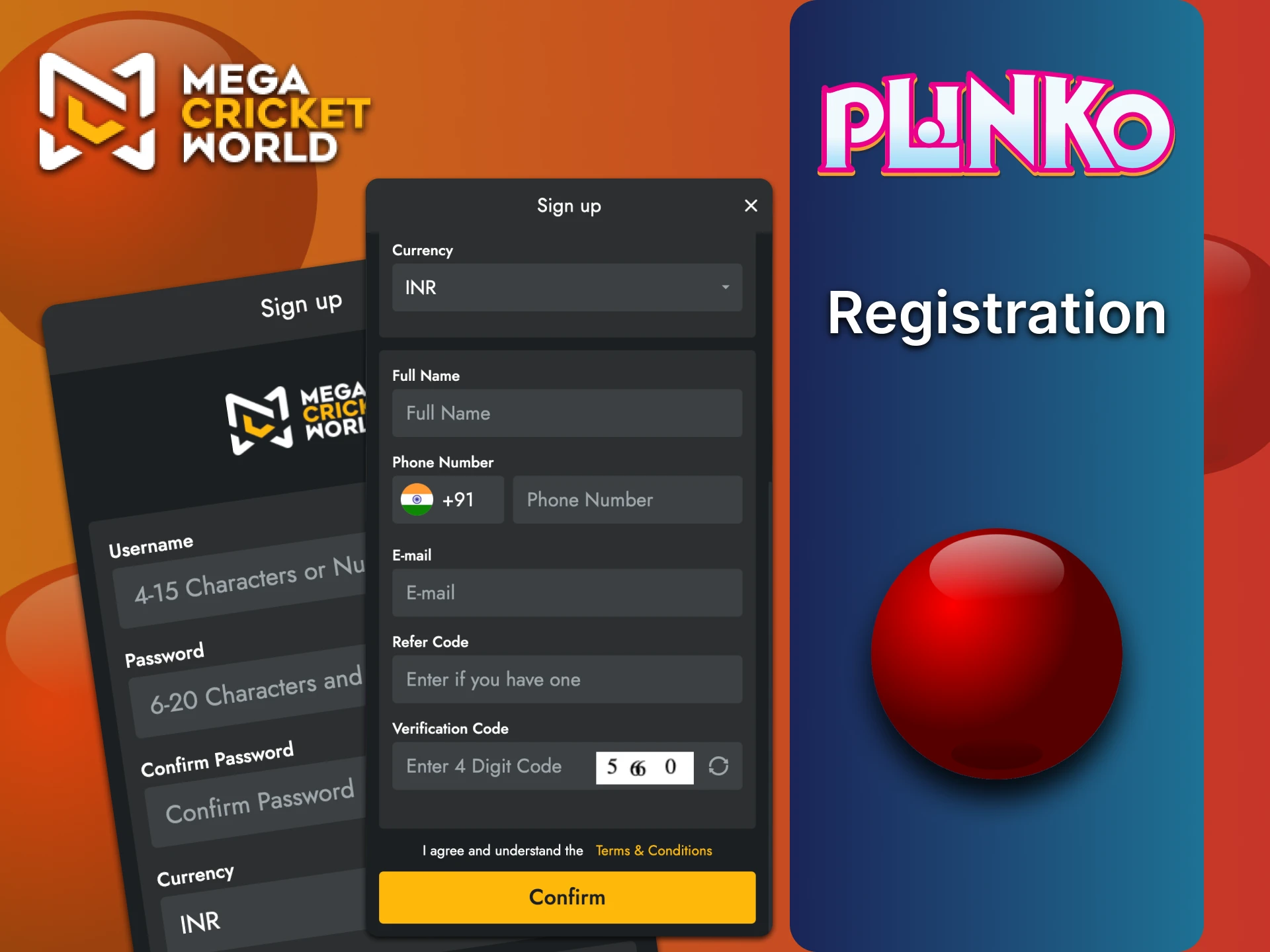 Create a personal account and start playing Plinko at MegaCricketWorld.