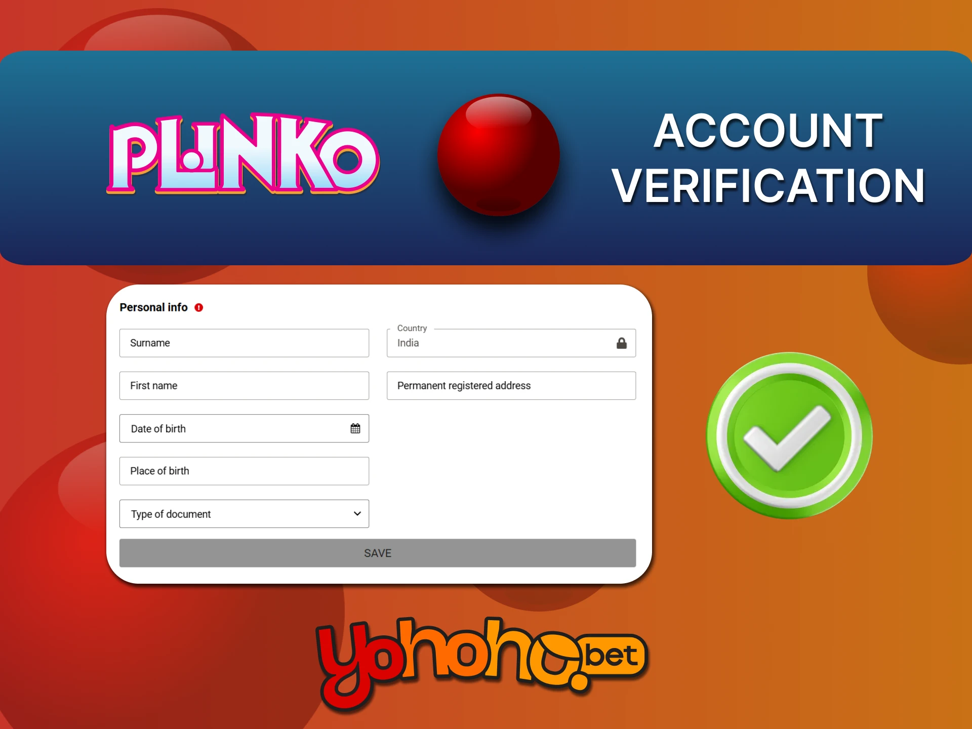 Verify your YoHoHo account and play Plinko.