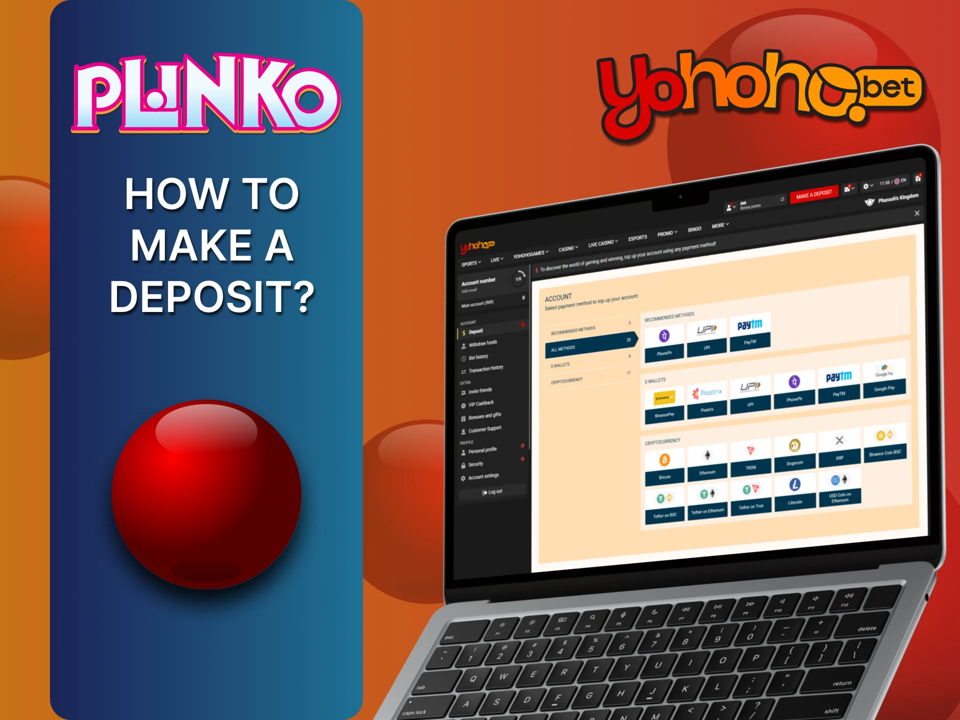 Find out how to make a deposit to your YoHoHo account and start playing Plinko.