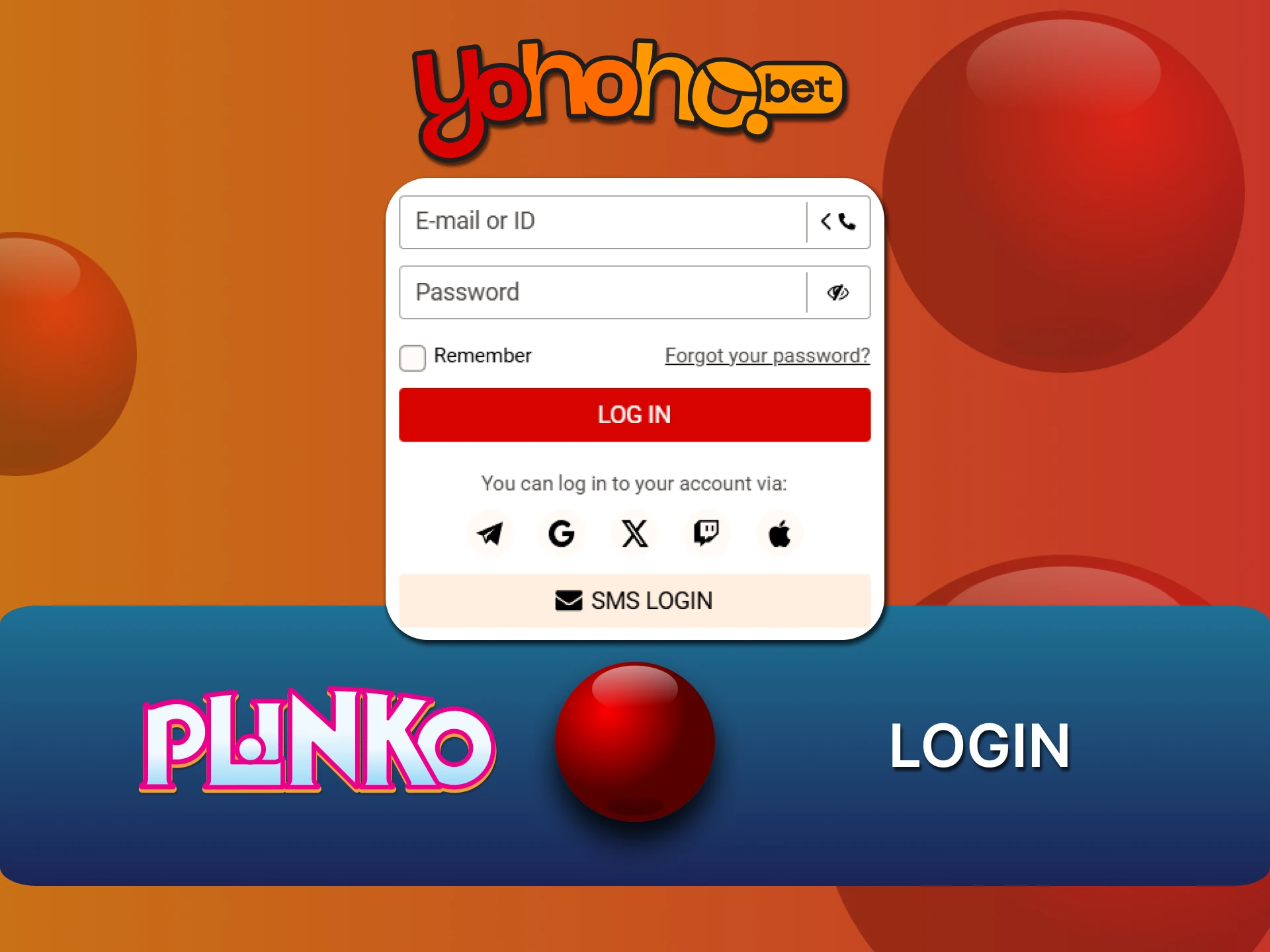 Log in to your YoHoHo account and play the Plinko game.