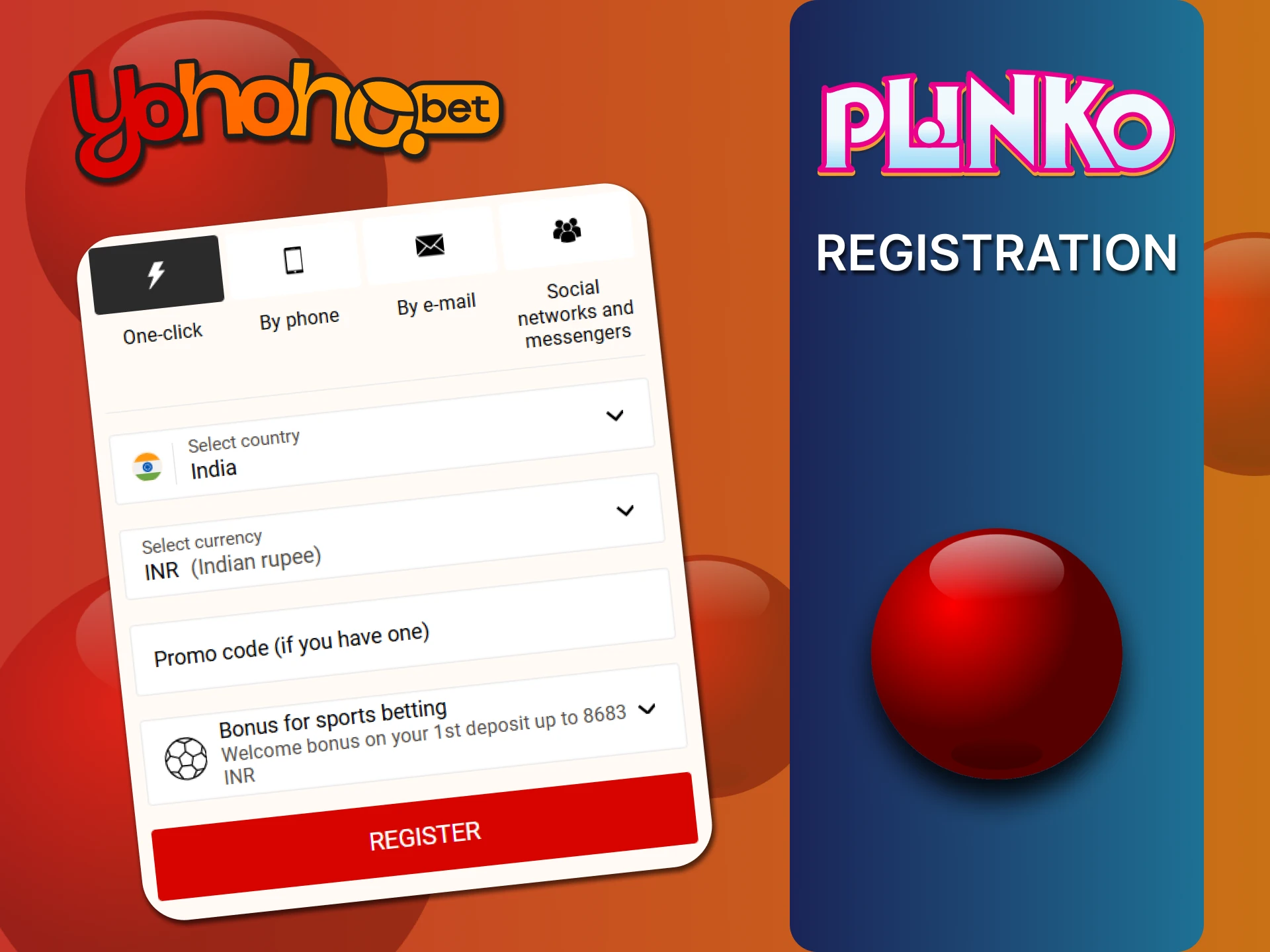 Create a YoHoHo account to play Plinko.