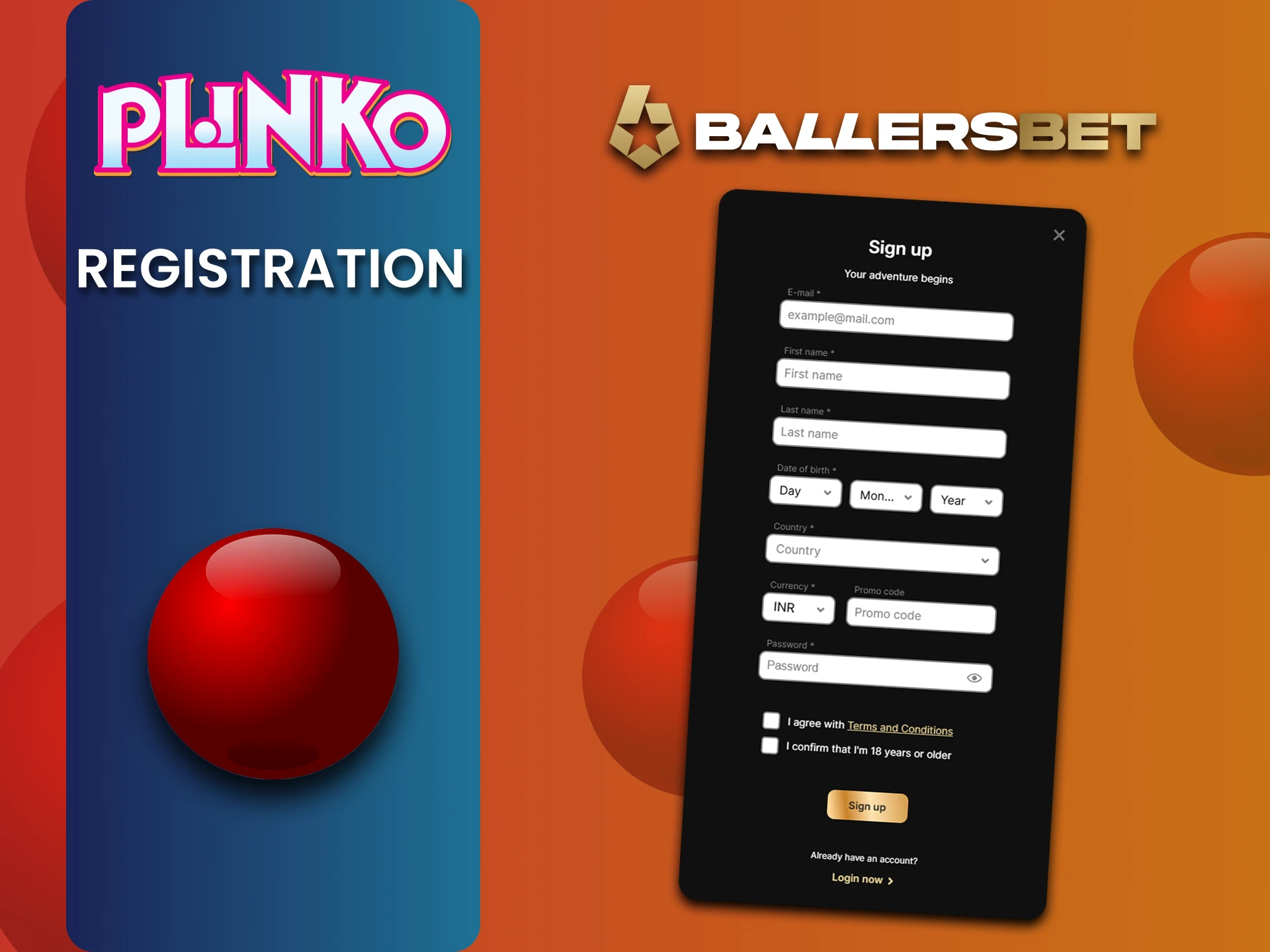 You need to create a BallersBet account to play Plinko for real money.