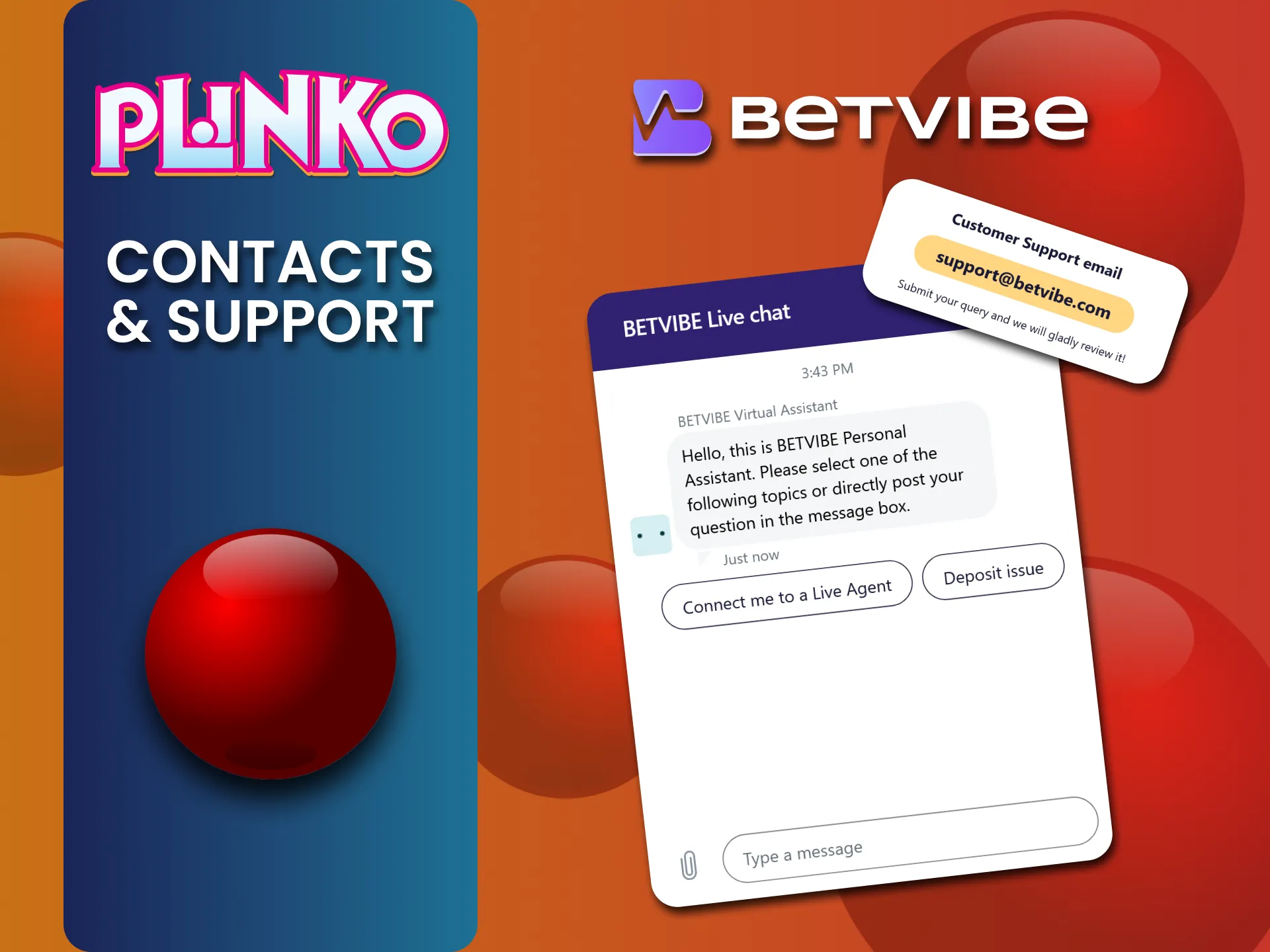 Play Plinko at Betvibe with the support of their 24/7 customer service team.