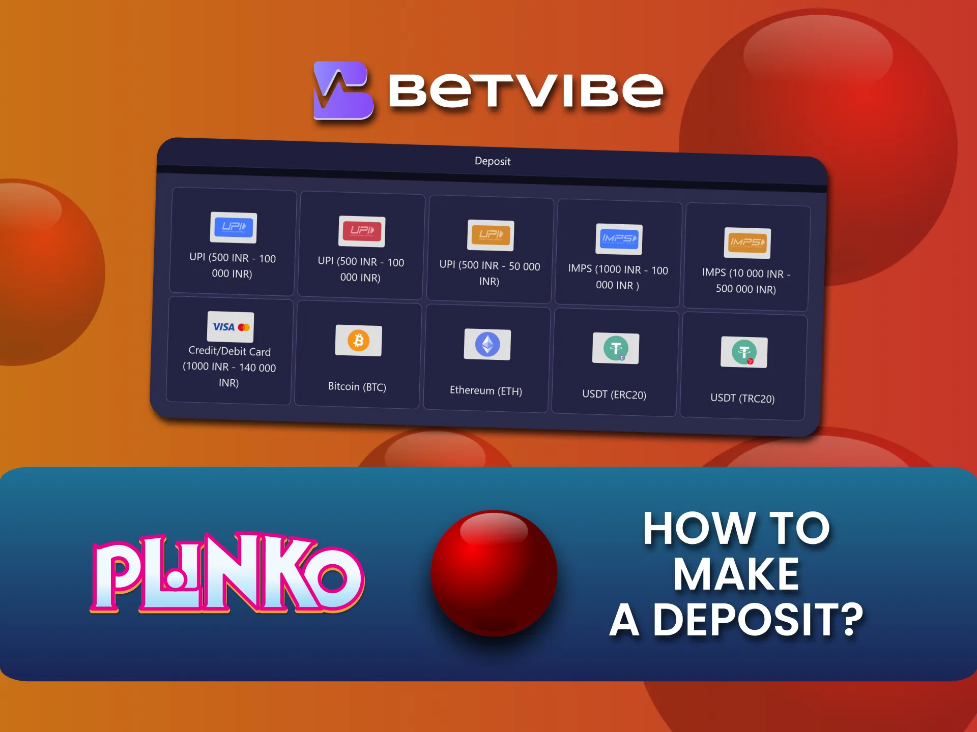 Add funds to your Betvibe account for Plinko betting opportunities.