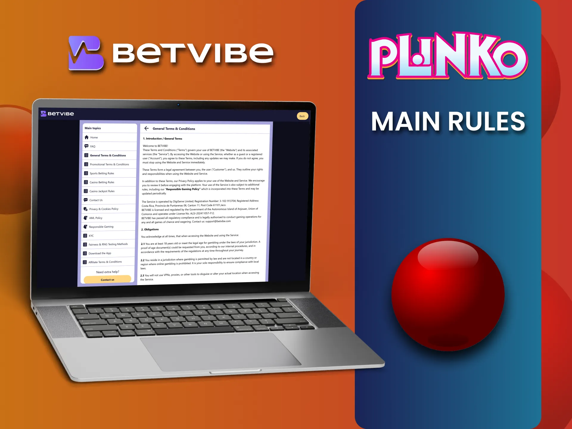 Make sure to comply with Betvibe rules while enjoying Plinko.