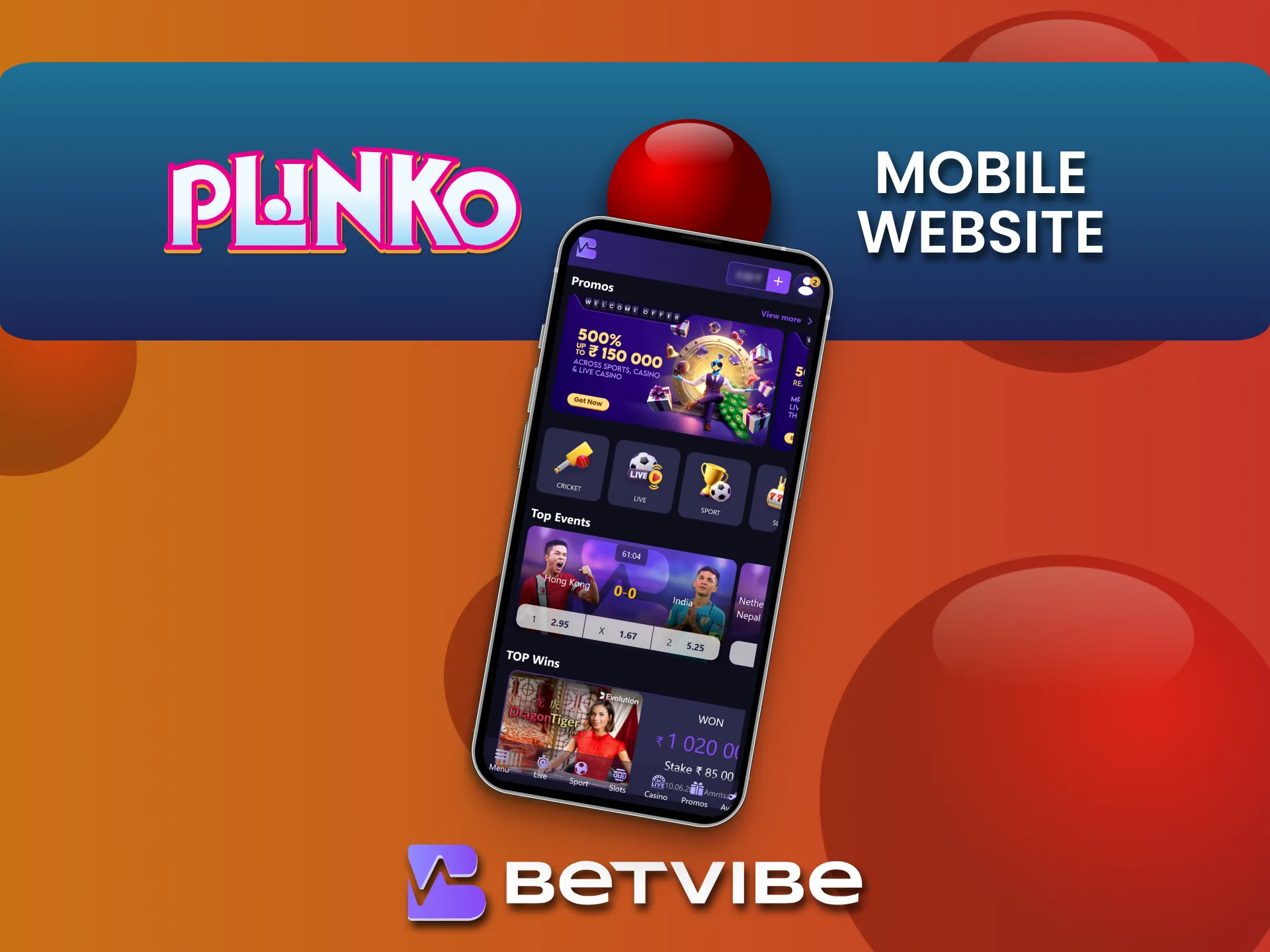 Play Plinko on all platforms via Betvibe mobile website.