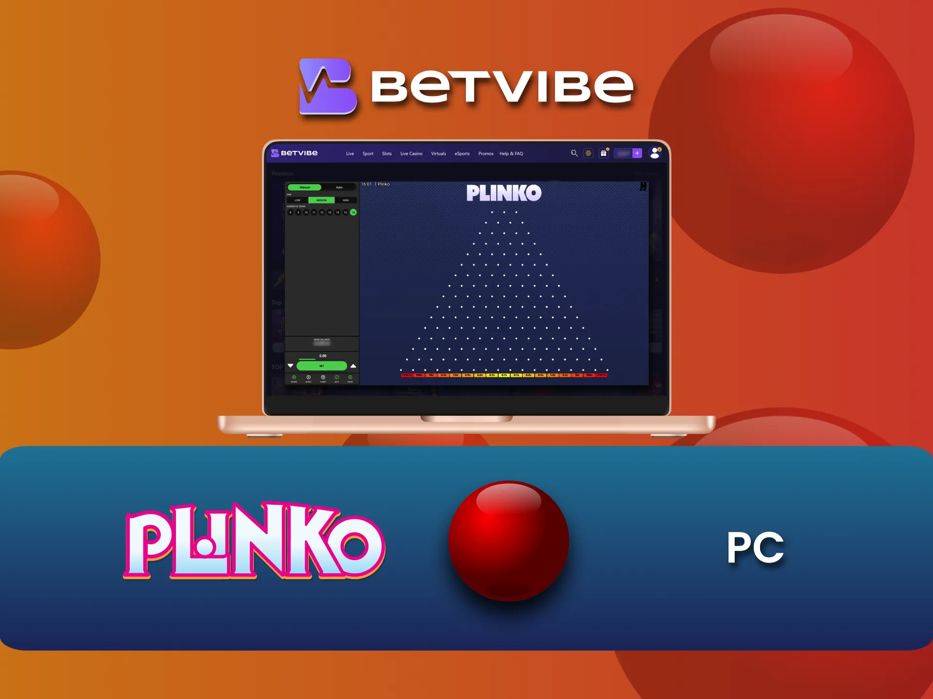 Experience Plinko on your desktop with Betvibe.