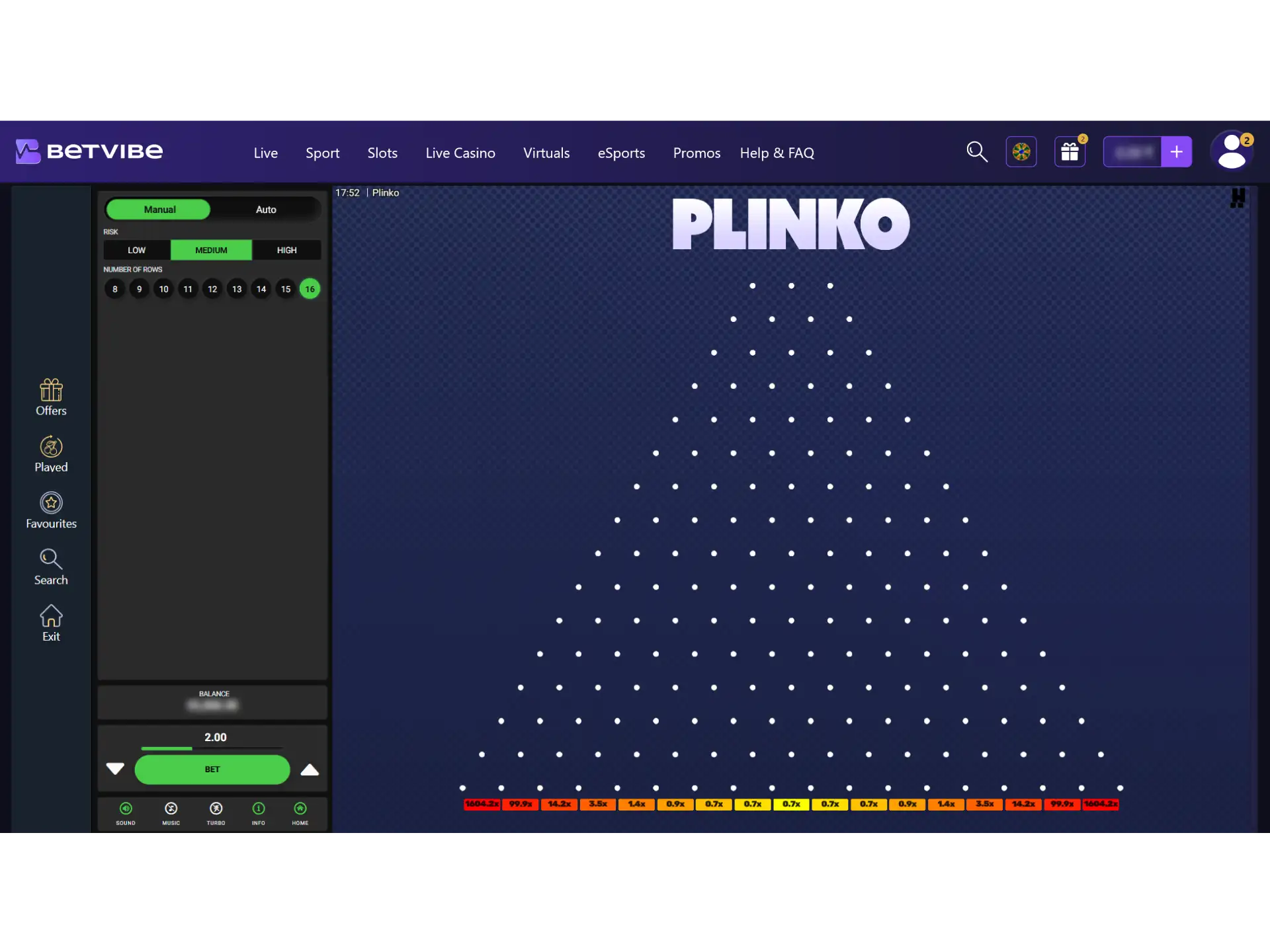Have fun playing Plinko at Betvibe.