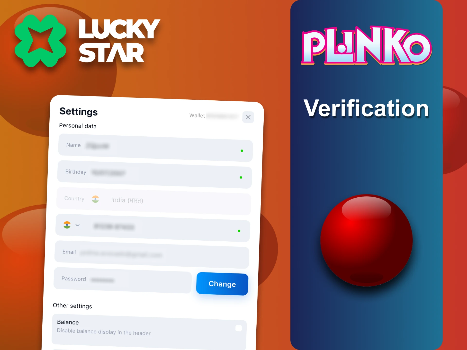 You need to verify your Lucky Star Plinko account.