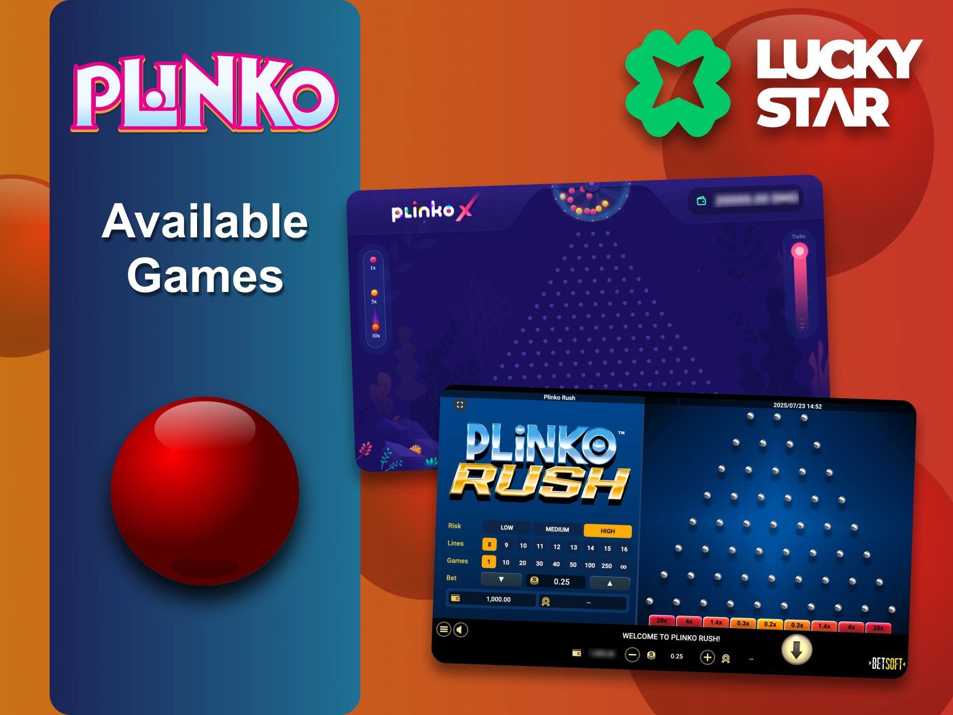 Try the variety of Plinko games at Lucky Star.