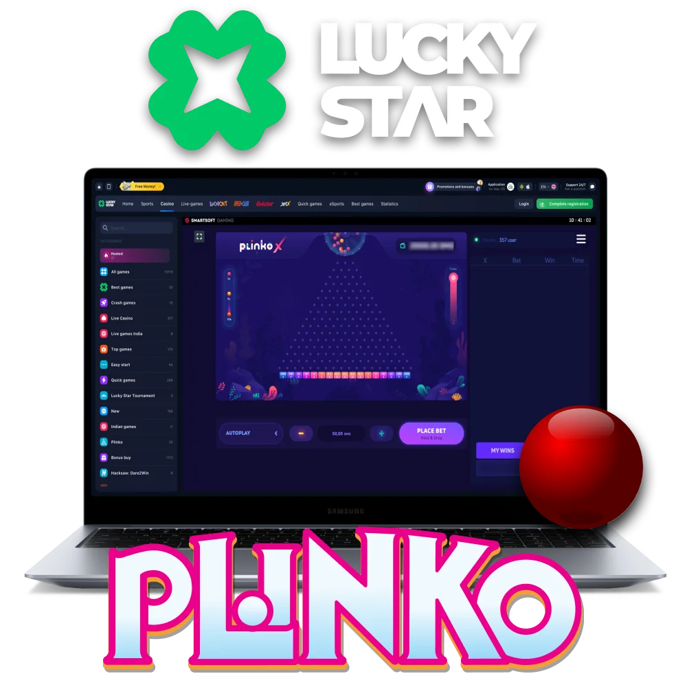 Choose Lucky Star platform to start playing Plinko games.