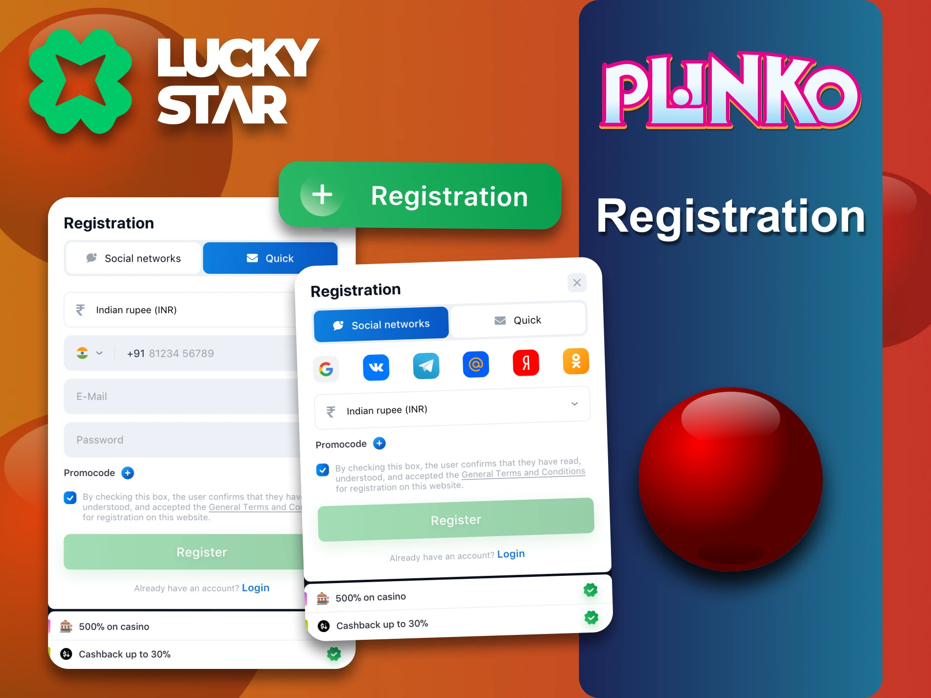 Lucky Star registration process is simple and quick.