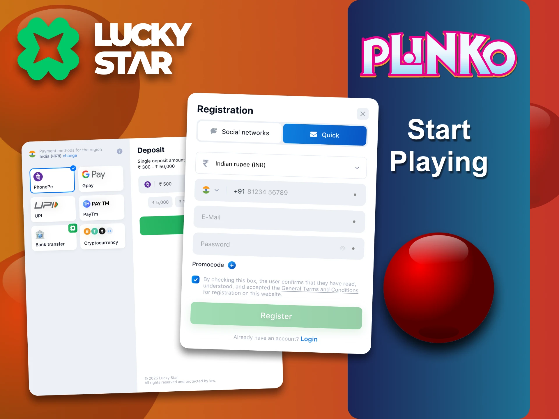 Getting started with the Lucky Star Plinko game is quick.