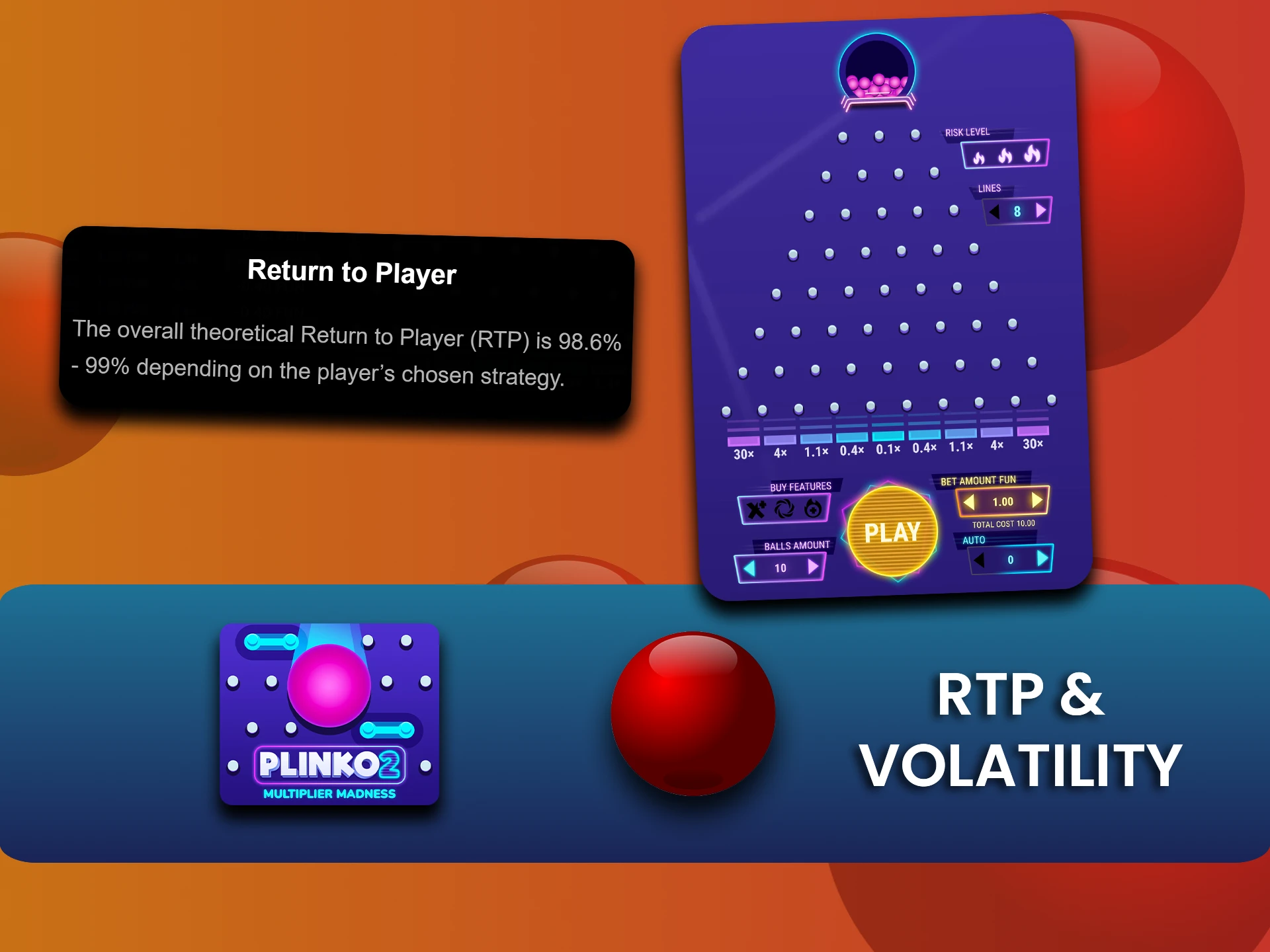 Plinko 2 offers a high RTP and customizable volatility for balanced payouts.