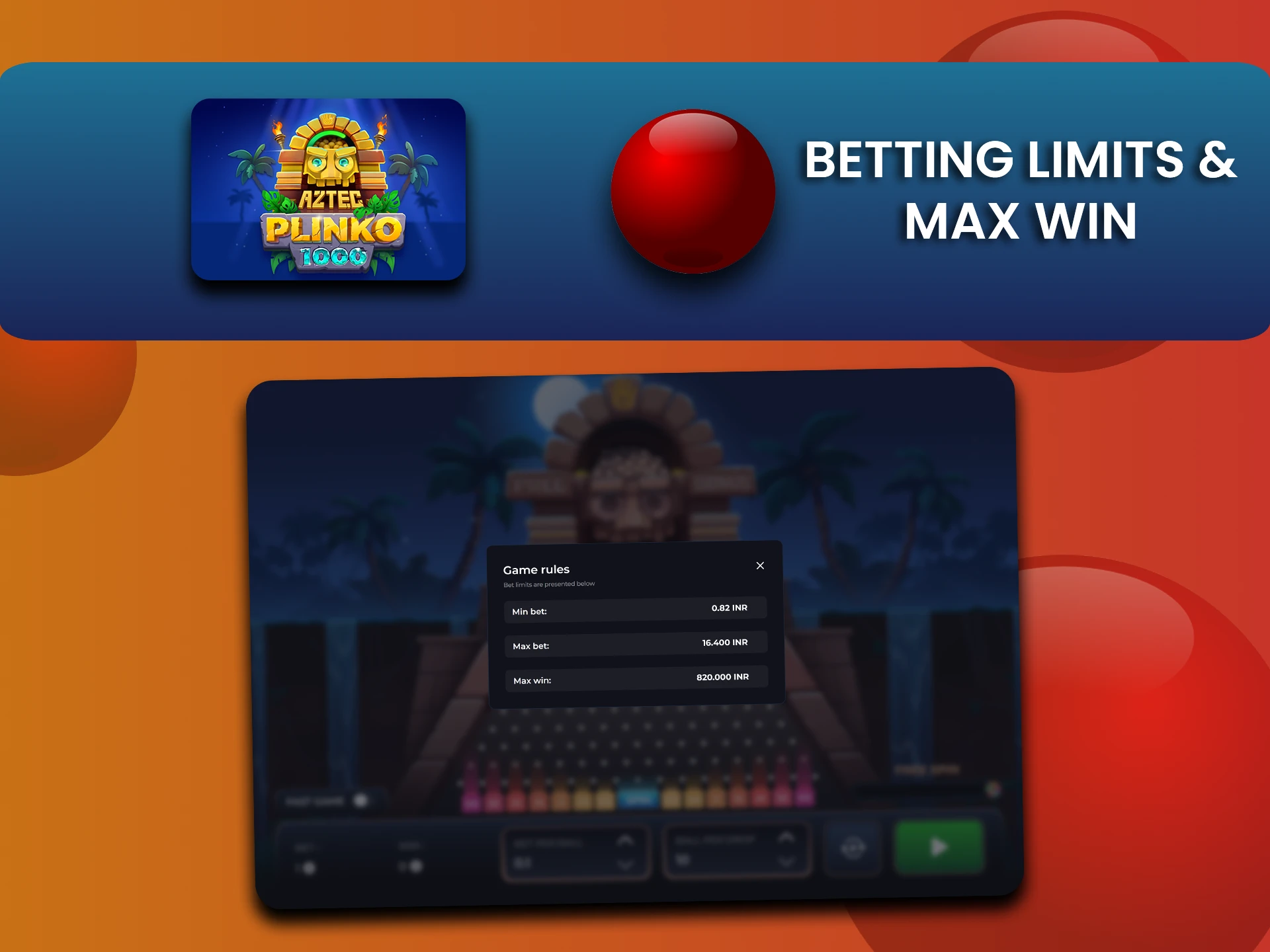 Find out about betting limits and maximum winnings in Aztec Plinko.