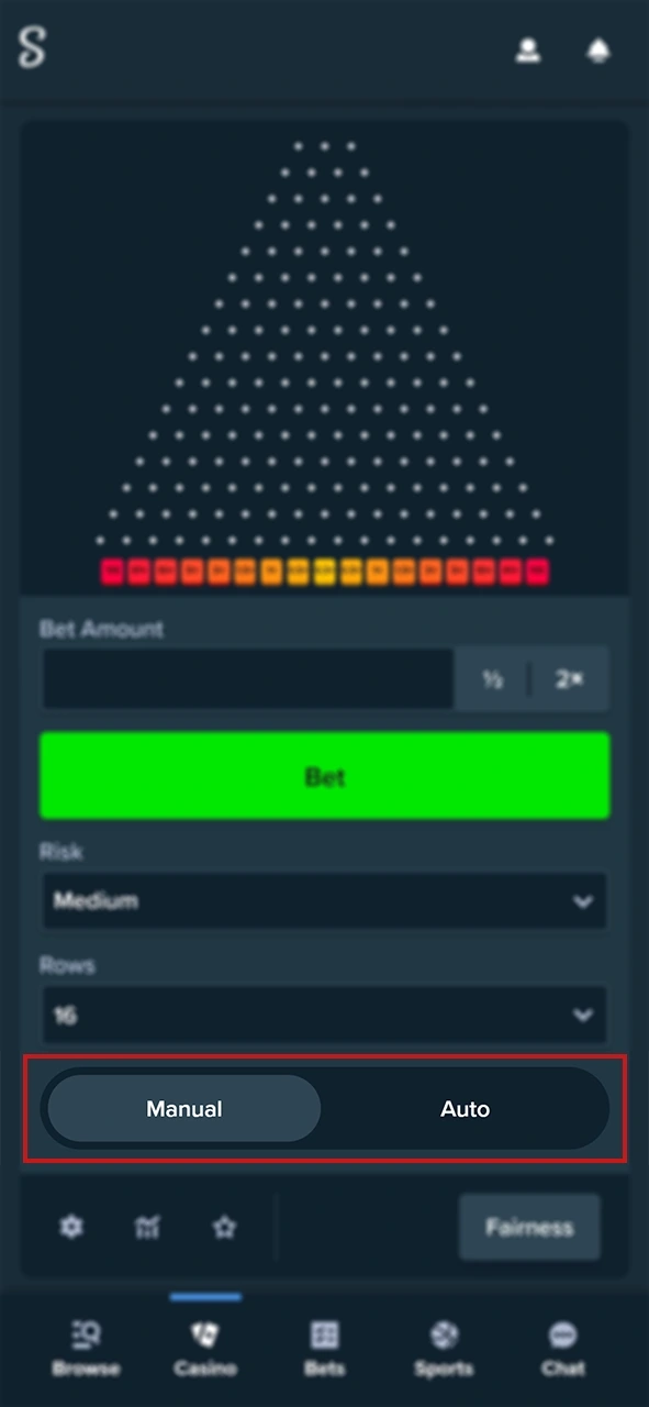 Select one of the modes available for playing Plinko.